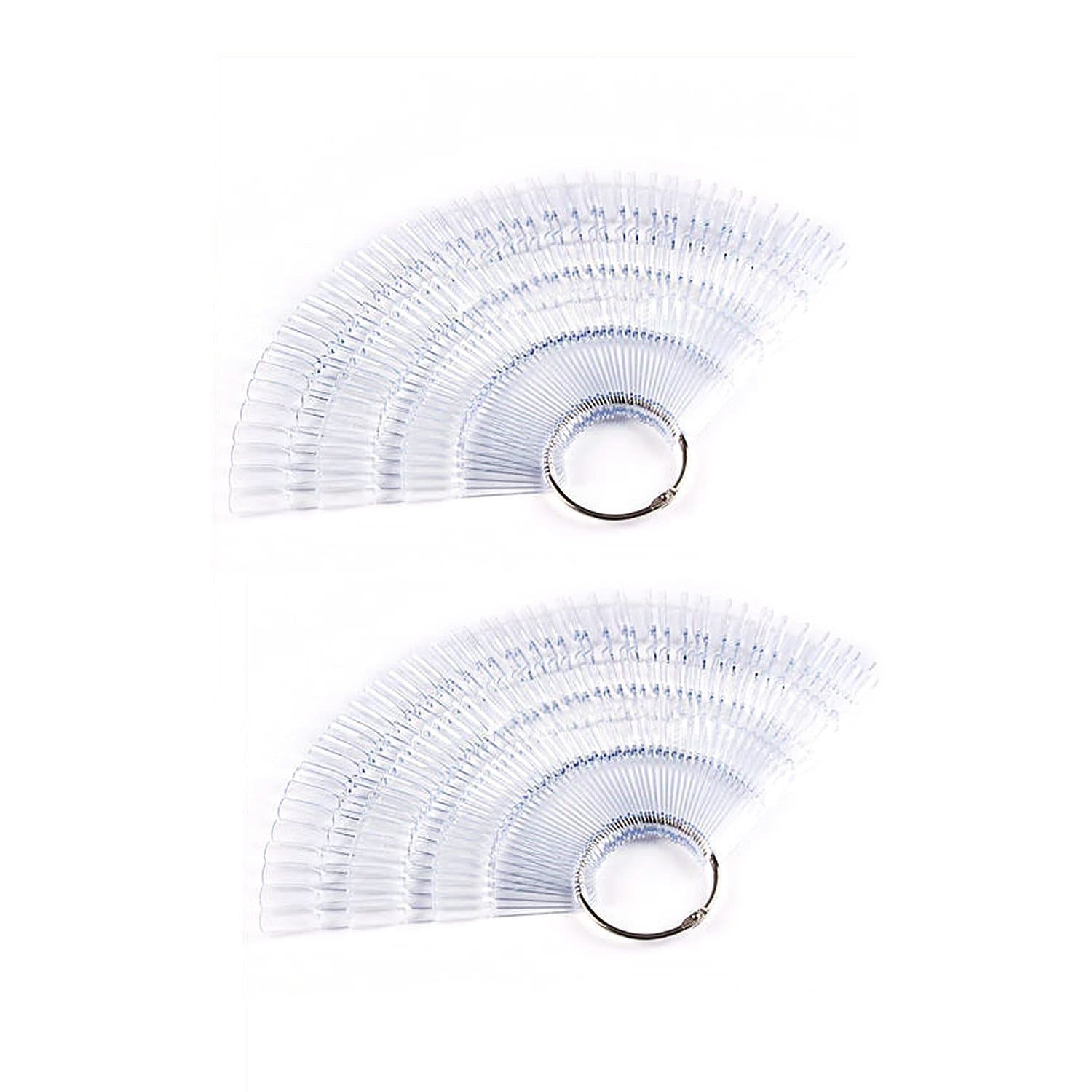 300 Tips Plastic Polish Board Nail Art Display Practice Sticks Wheel with Metal Split Ring Holder, 2 Set
