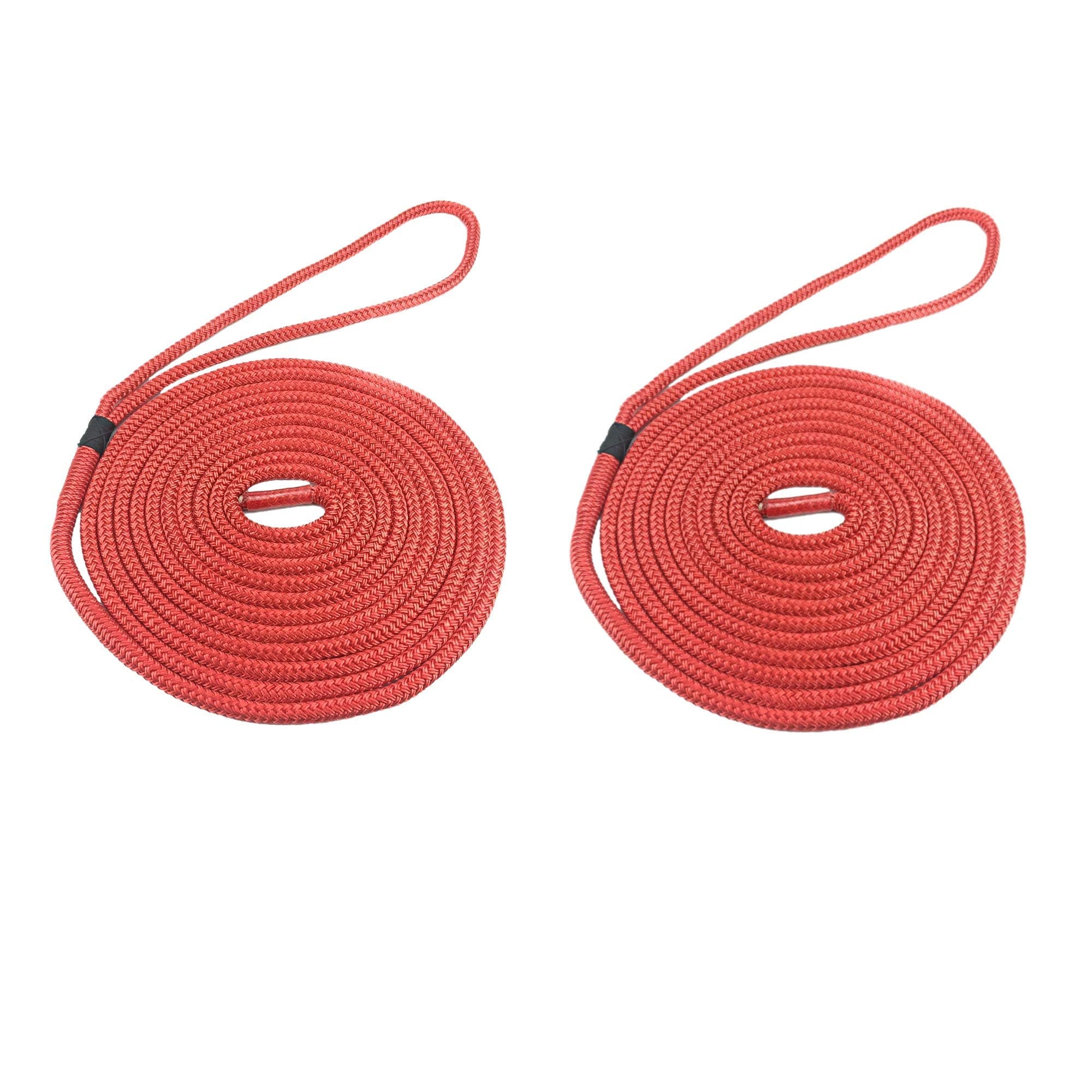 RopeServices UK 2 x 10mm Red Pre-Spliced Polyester Dockline x 6 Metres. Double Braid Polyester Braid on Braid Mooring Rope Dock Lines