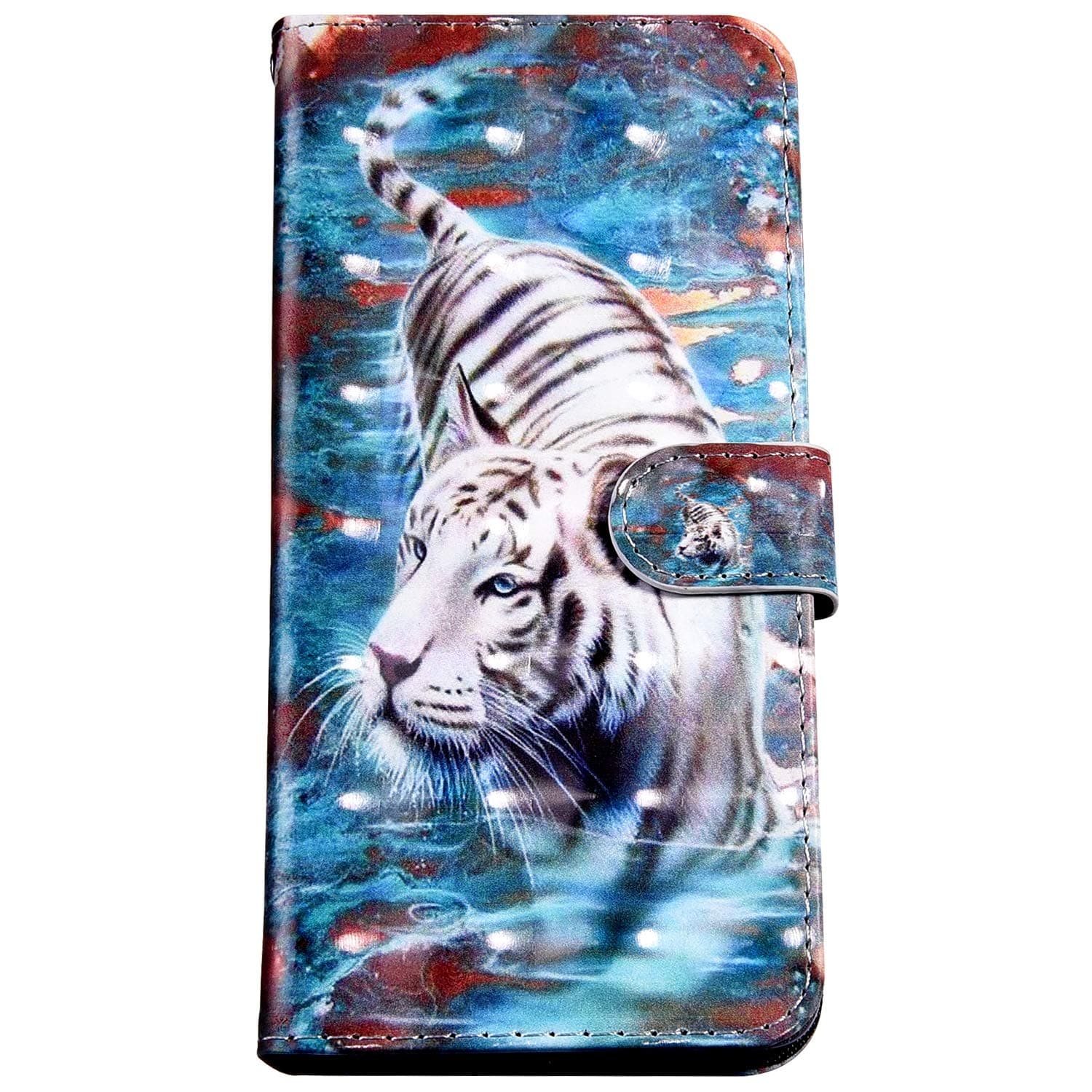 Felfy Compatible with Redmi 5 Plus Case Leather Flip Wallet Phone Case,Compatible with Redmi 5 Plus Flip Case Cover Flower Dog Wolf Cat Fashion Pattern Leather Case with Magnetic and Card Slot