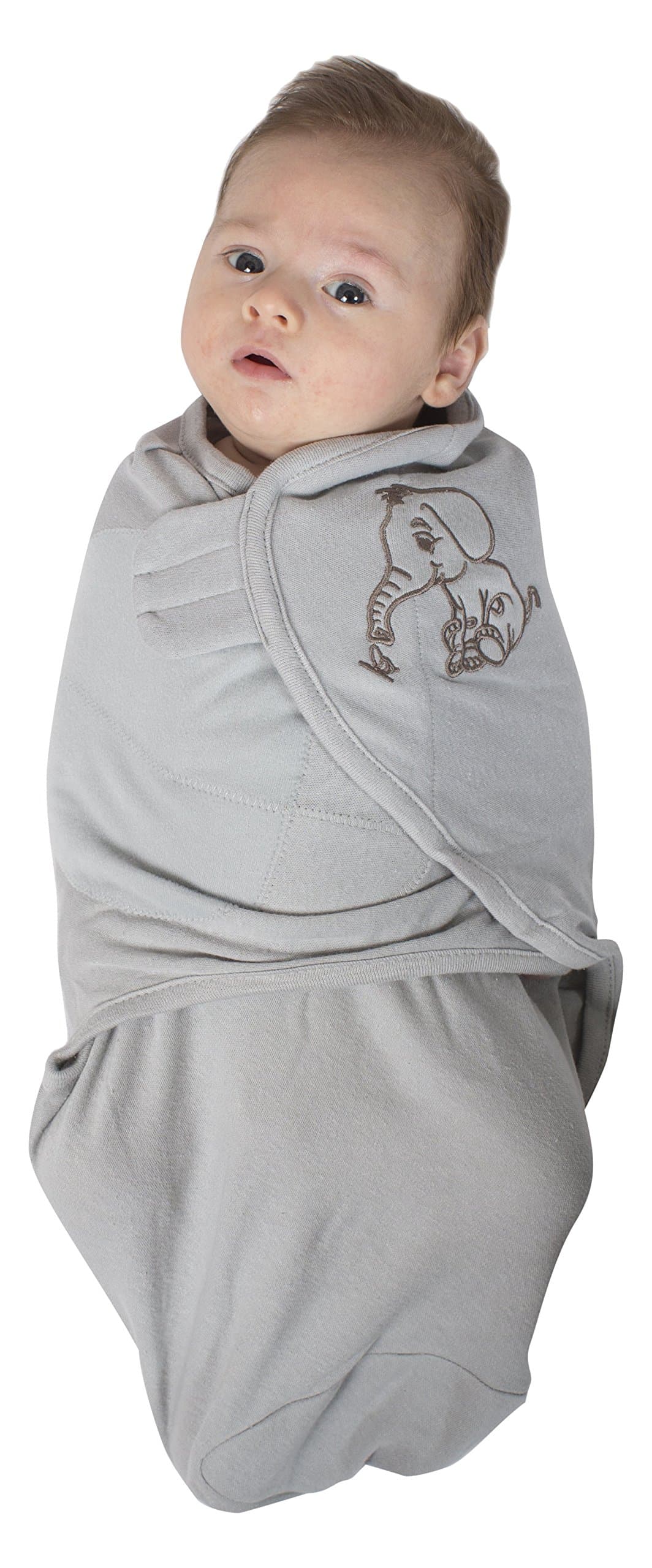Bo Jungle B-Wrap Swaddle Blanket (Large, Grey Elephant)