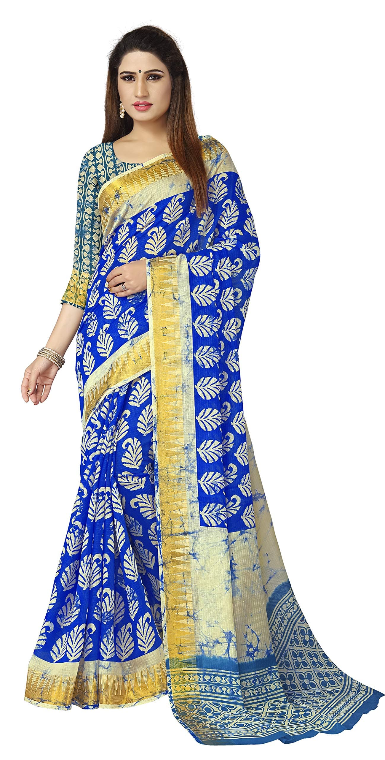 Women's Printed Saree with Blouse Piece