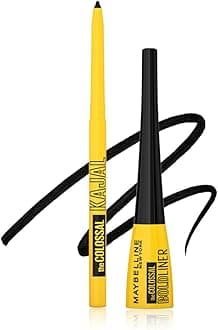 Maybelline New York Pencil Eyeliner & Kajal, Bold Eye Looks, Long-Lasting, Colossal Bold Liner & Colossal Kajal, Combo Pack, Essential Eye Kit, Black, Matte Finish