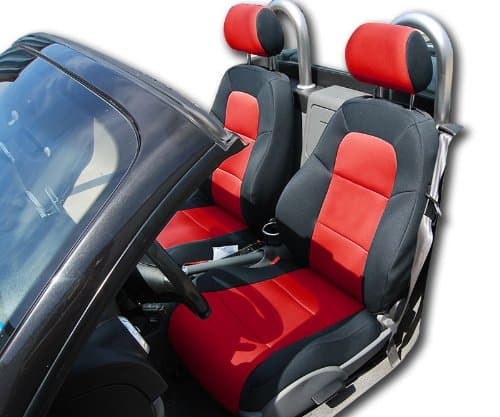 Black/Red Artificial Leather Custom fit Front seat Cover Designed for Audi TT