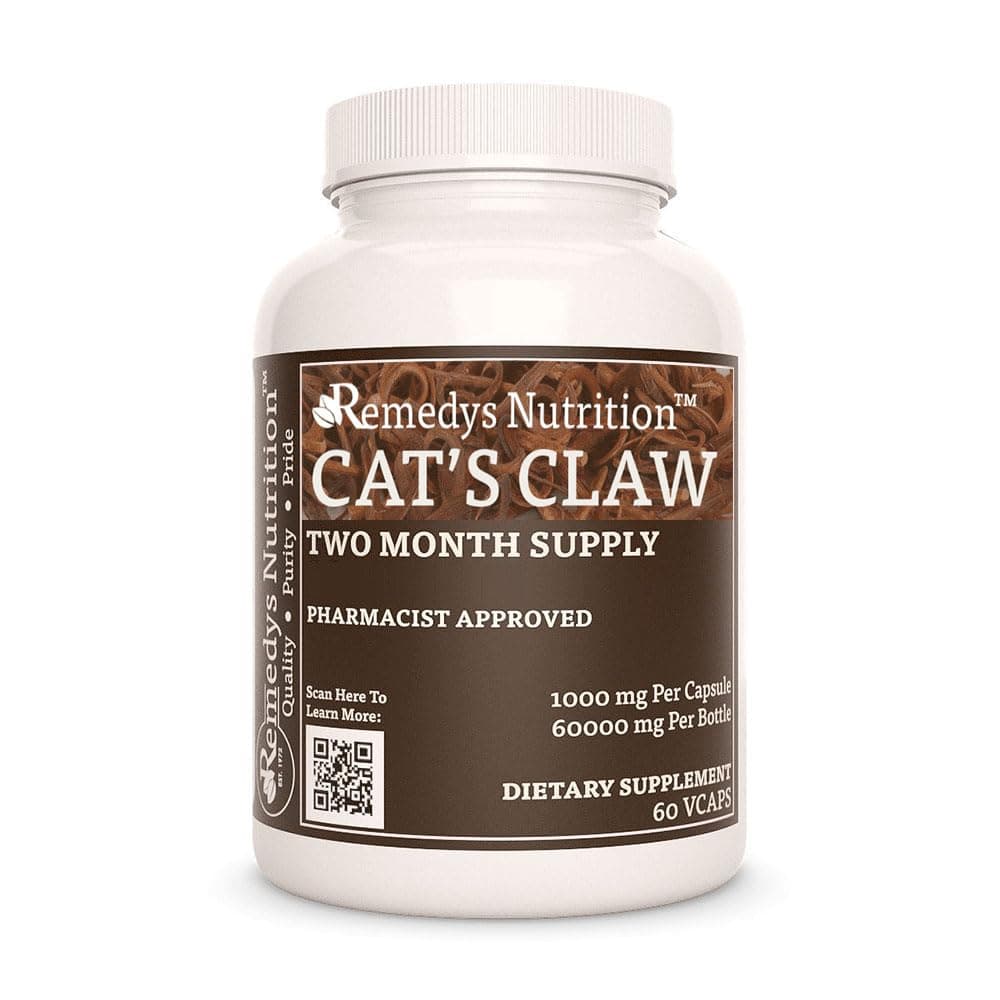 Remedy’s Nutrition Cat’s Claw Bark & Root | 1,000 mg, 60 Vegan Capsules Herbal Dietary Supplement | Two Month Supply