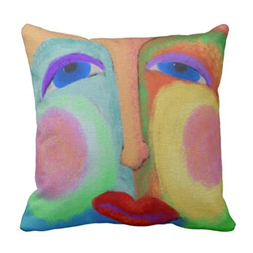 Funky Abstract Face Throw Pillow Cover 16x16