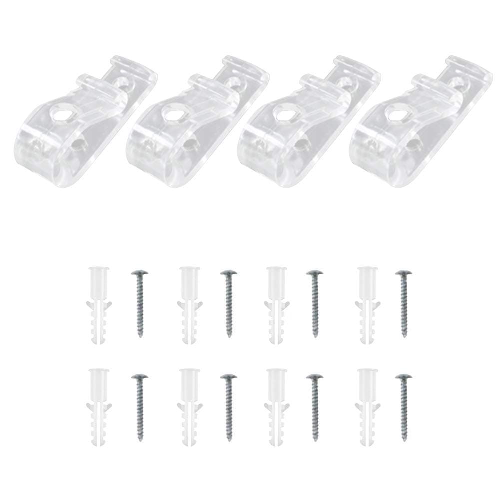 4 Sets Plastic Roman Roller Blind Chain Cord P Clips Hooks Child Safety Roller Blind Clips for Vertical Roman Roller Blinds with 8 Screws and 8 Plastic Pillars (Clear)