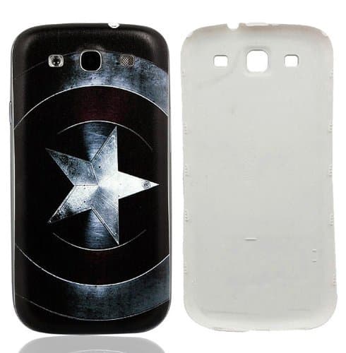 Newlifestart S3 i9300 Five-pointed Star Black Pattern Replacement Battery Cover Plastic Back Housing Door for Samsung Galaxy SIII S3 I9300