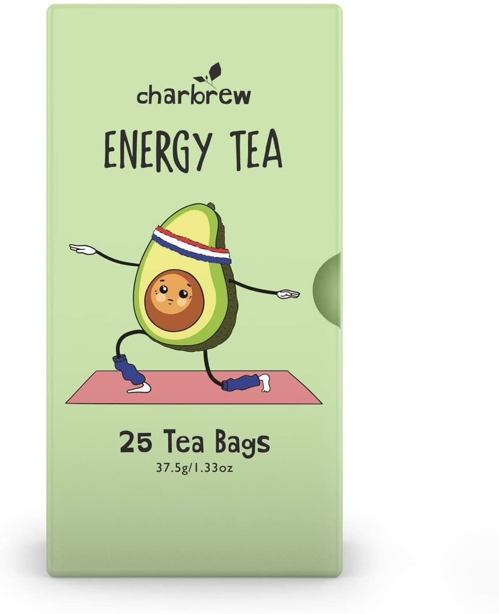 Charbrew Decaffeinated Tea - 4 boxes of 25 Teabags each (150g/5.3oz) 100 Day Supply Decaf ENERGY TEA - Naturally Caffeine Free Healthy Tea for Stress and Anxiety Relief