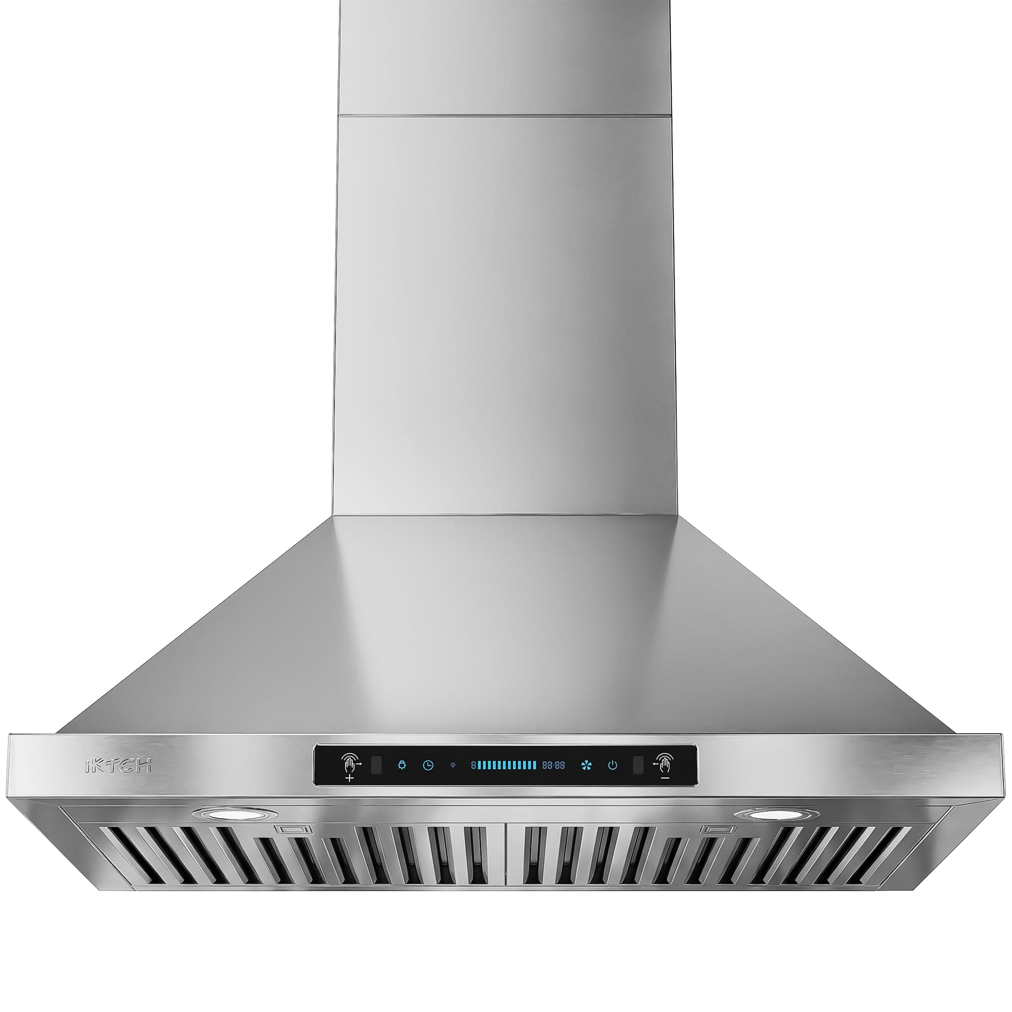 IKTCH 30-inch Wall Mount Range Hood 900 CFM Ducted/Ductless Convertible, Kitchen Chimney Vent Stainless Steel with Gesture Sensing & Touch Control Switch Panel, 2 Pcs Adjustable Lights(IKP02-30'')