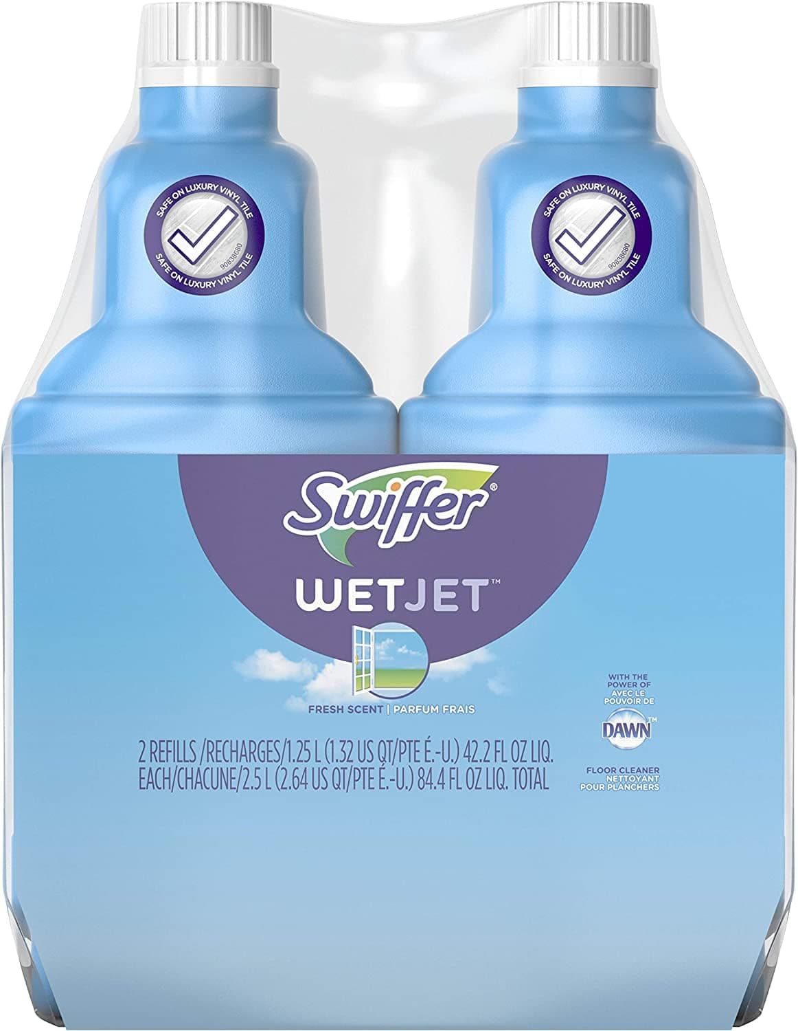 WetJet Floor and Hardwood Multi Surface Cleaning Solution Open Window Refill Fresh Fragrance 1.25L (Pack of 2)