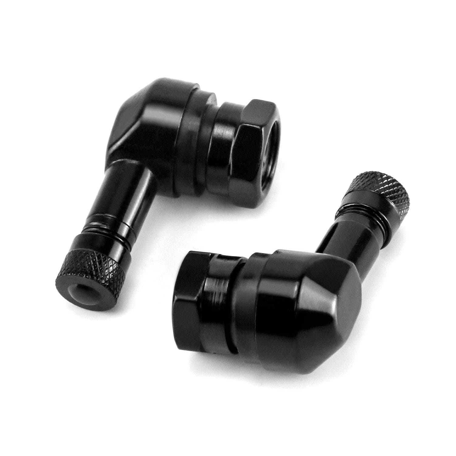 QWORK CNC Motorcycle Tire Valve Stems, 2 Pack 90 Degrees and Alloy Aluminum Valve Air Stems, Diameter 10-11.3mm, Blue