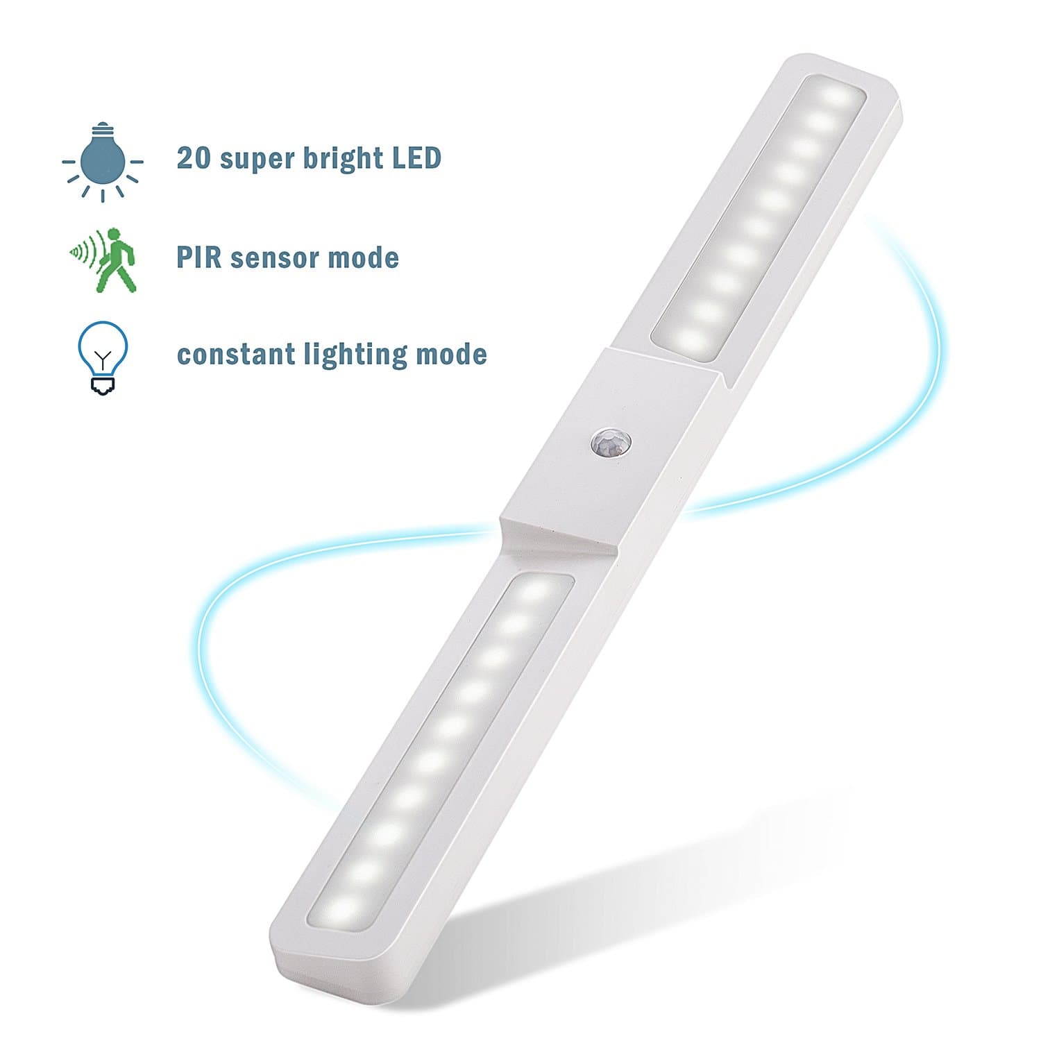 Motion Sensor LED Closet Light, Cabinet Lights Build In Rechargeable Battery Tape Stick-anywhere Wall Light with Magnetic Strip for Kitchen, Bathroom, Hallway, Basement, Garage