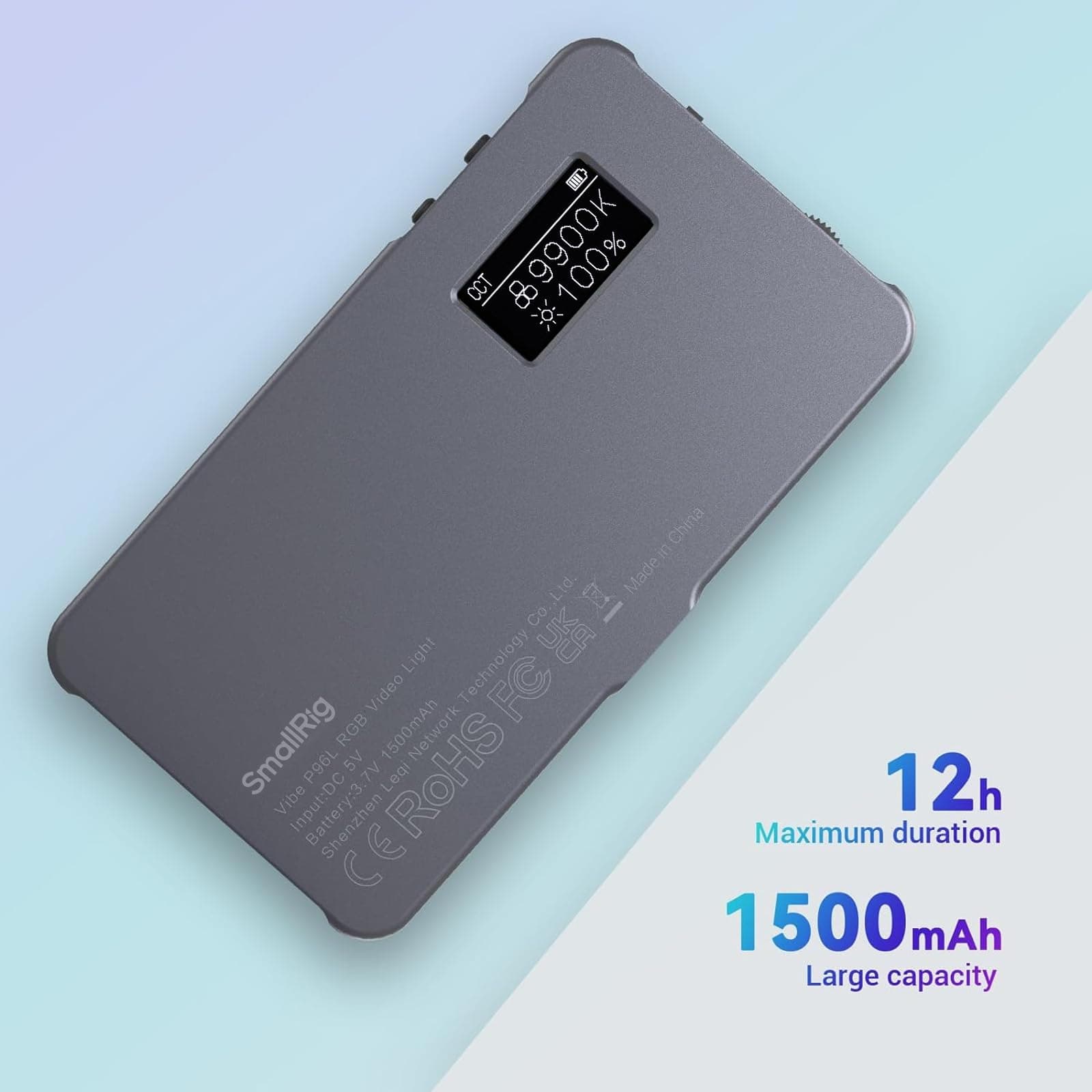 simorr P96L RGB Video Light, Portable LED Camera Light Full Color Fill Light CRI 96+ Dimmable 2500K-8000K, Rechargeable LED Lighting with Aluminum Alloy for Photography, Video, YouTube, TikTok