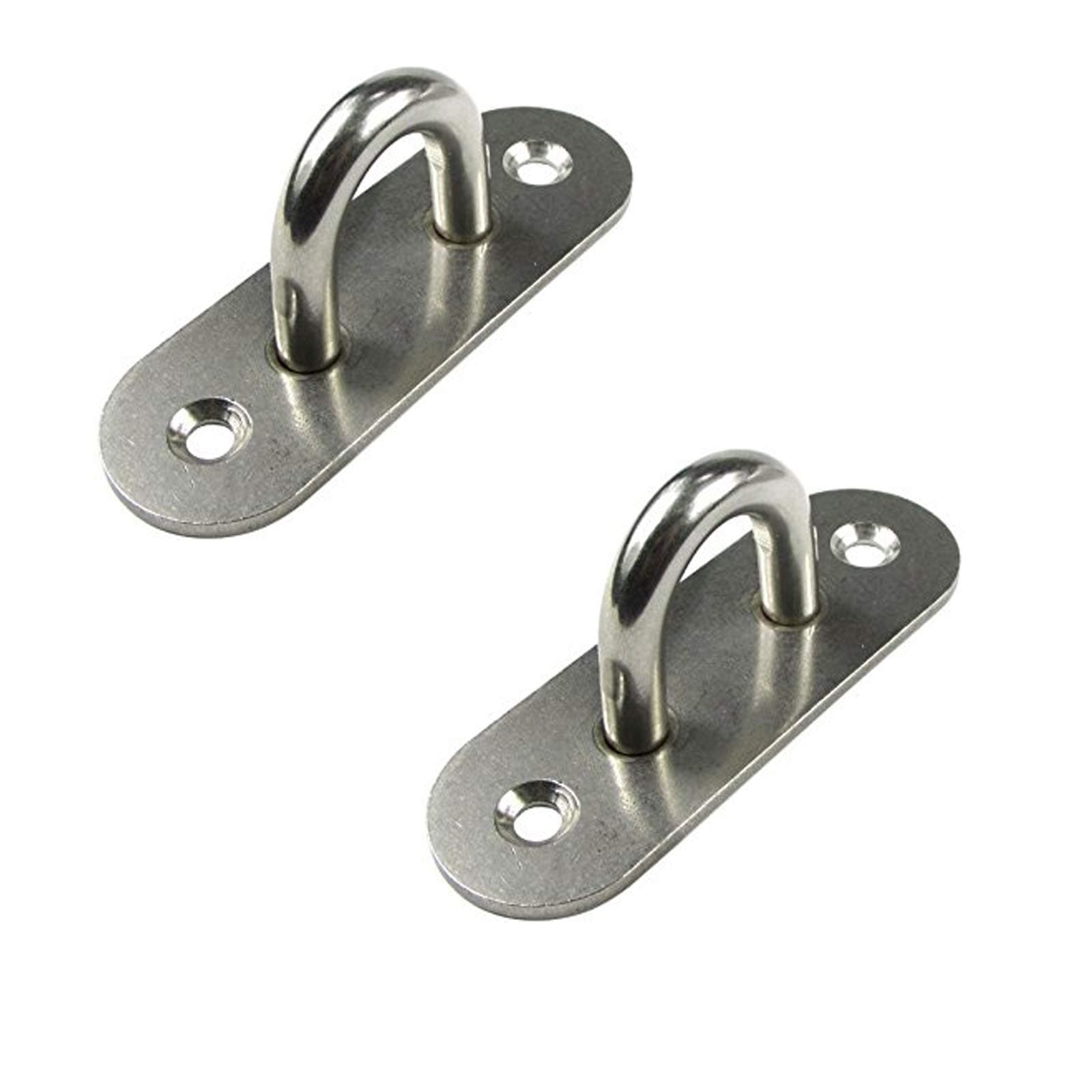 Copapa 2pcs Stainless Steel U Design Screws Mount Ceiling Hook Hanger 2 Install Holes Silver Tone (L)