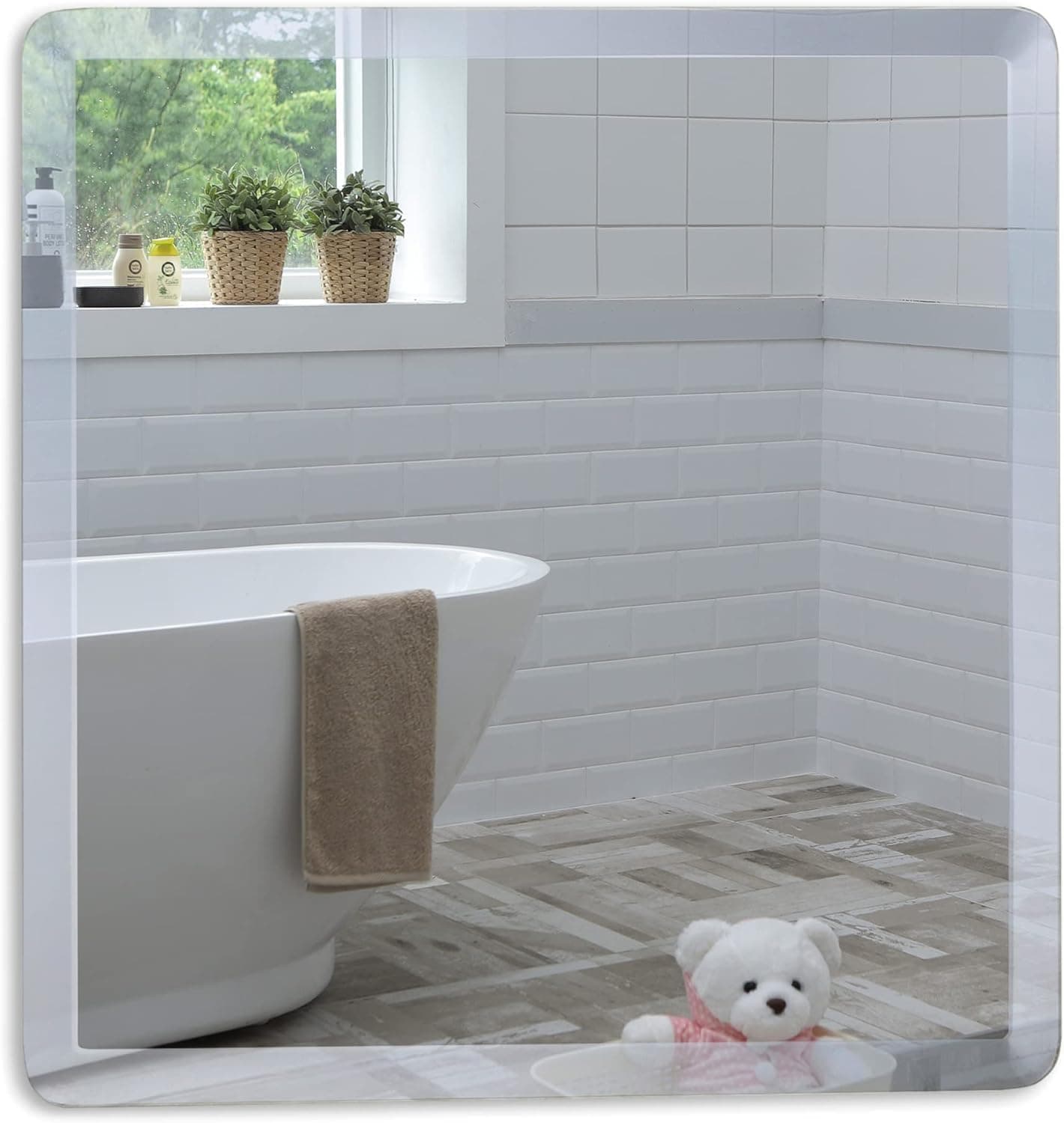 Neue Design Mood® Premium Square Bathroom Mirror, Wall Mounted Bevelled Frameless Mirrors, Hangs Both Ways, Toilet Bedroom Hallway, (40cm x 40cm)