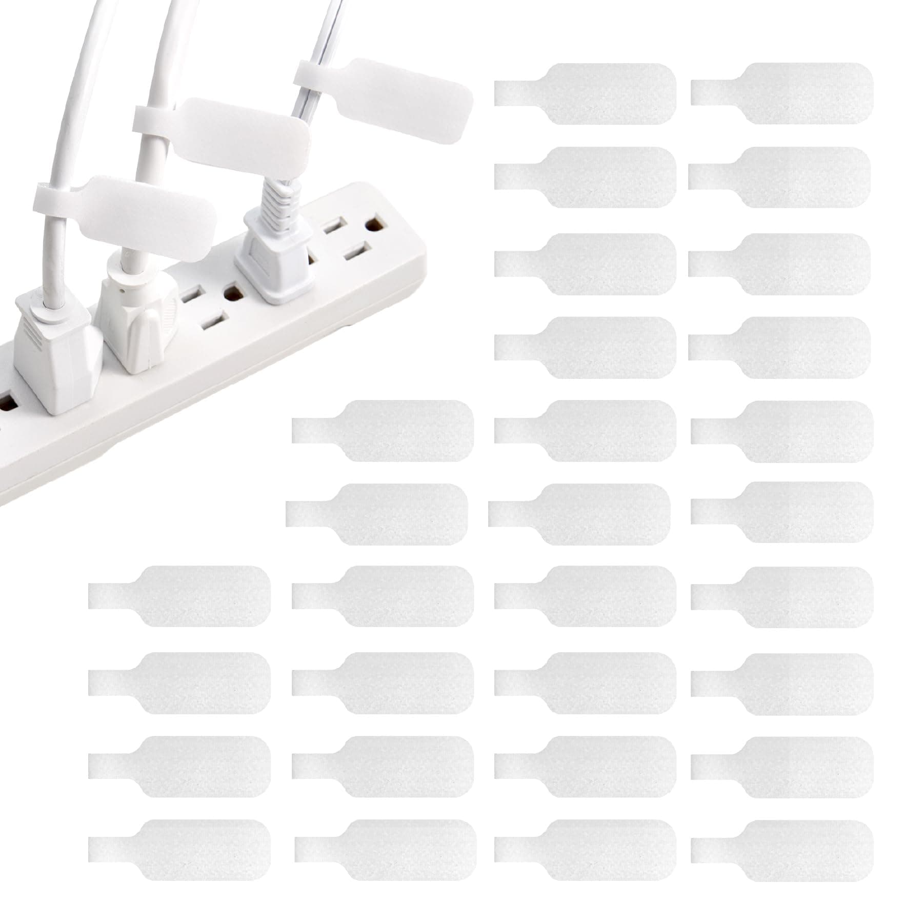 Wrap-It Storage Cable Labels - Medium, White (30-Pack) Write On Cord Labels, Wire Tags for Cable Management and Organizer for Electronics, Computers and More