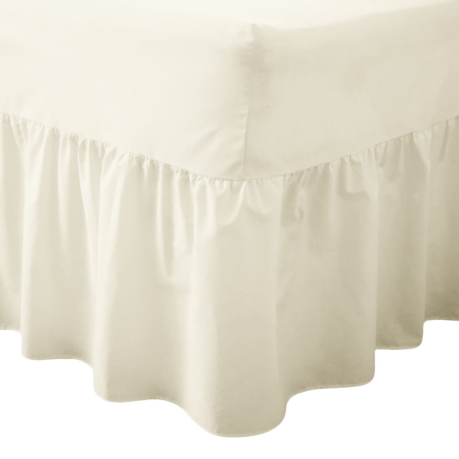 Comfy Nights Plain Dyed Polycotton Easy Care Valance Fitted Sheet In 19 Colors (King, Cream)