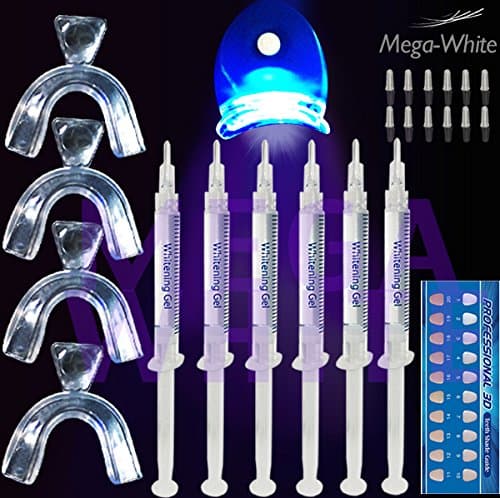 Crystal Whites ® Advanced Gel Formula- Powerful LED laser light With 6 Gels - Peroxide FREE! Easy to use home TEETH WHITENING kit - Dental level