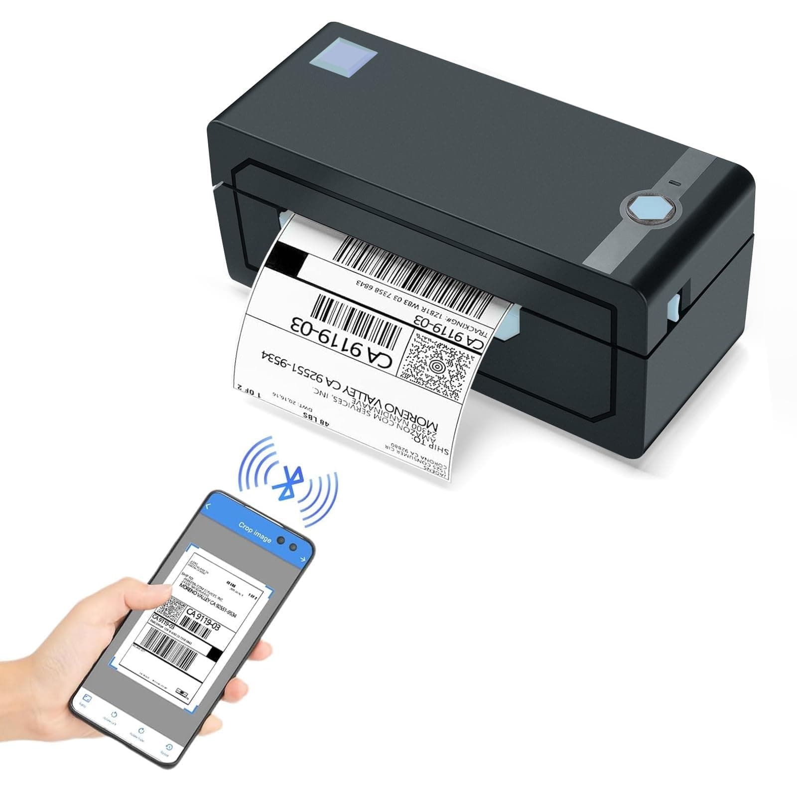 JADENS Bluetooth Thermal Label Printer, 4x6 Shipping Label Printer, 50 Labels Included, Compatible with Android, iPhone, Windows & Mac, Widely Used for Hermes, Royal Mail, Amazon, Shopify