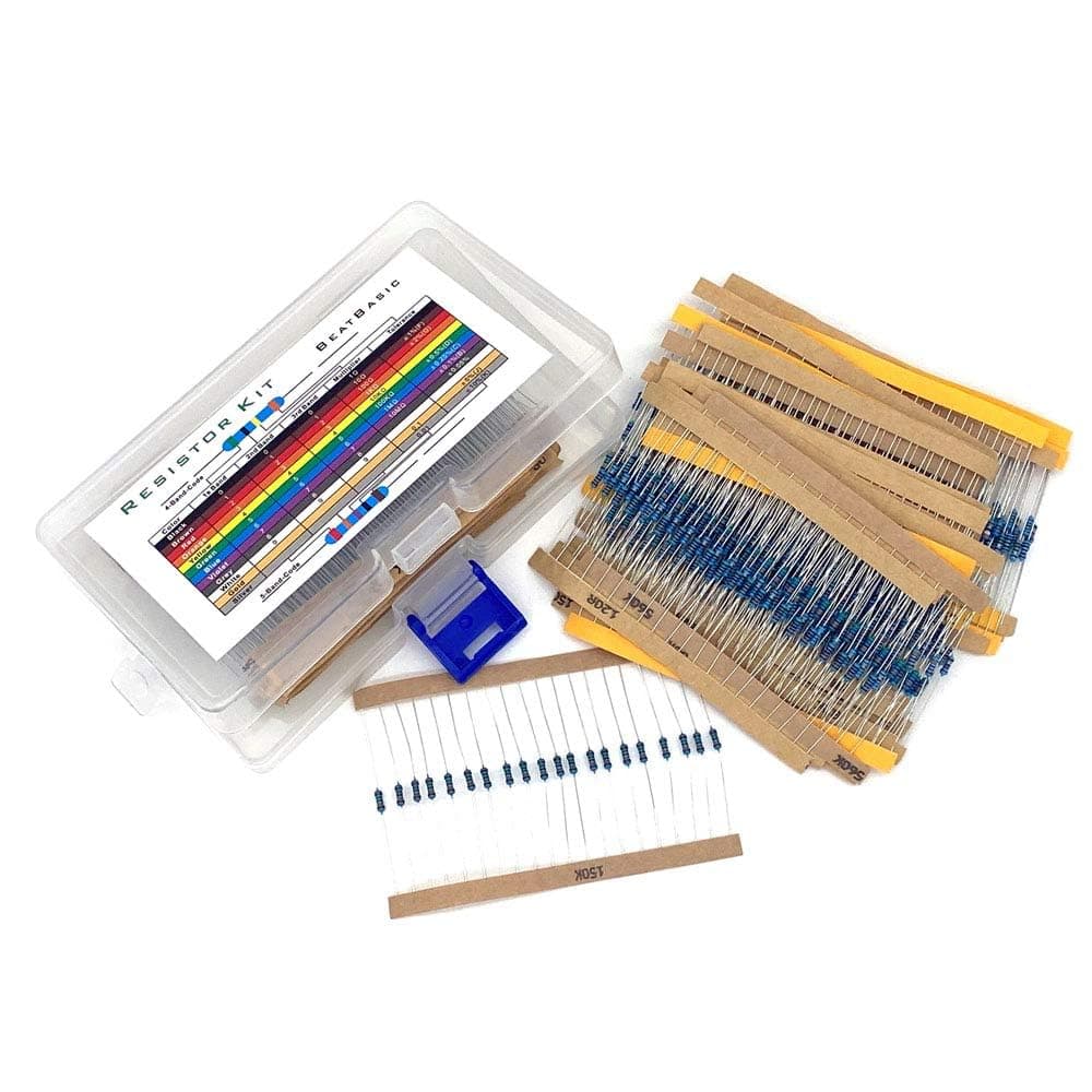 1280Pcs 64 Values Resistor Kit, 1 Ohm-10M Ohm 1/4W Metal Film Resistors Assortment with Storage Box for DIY Projects