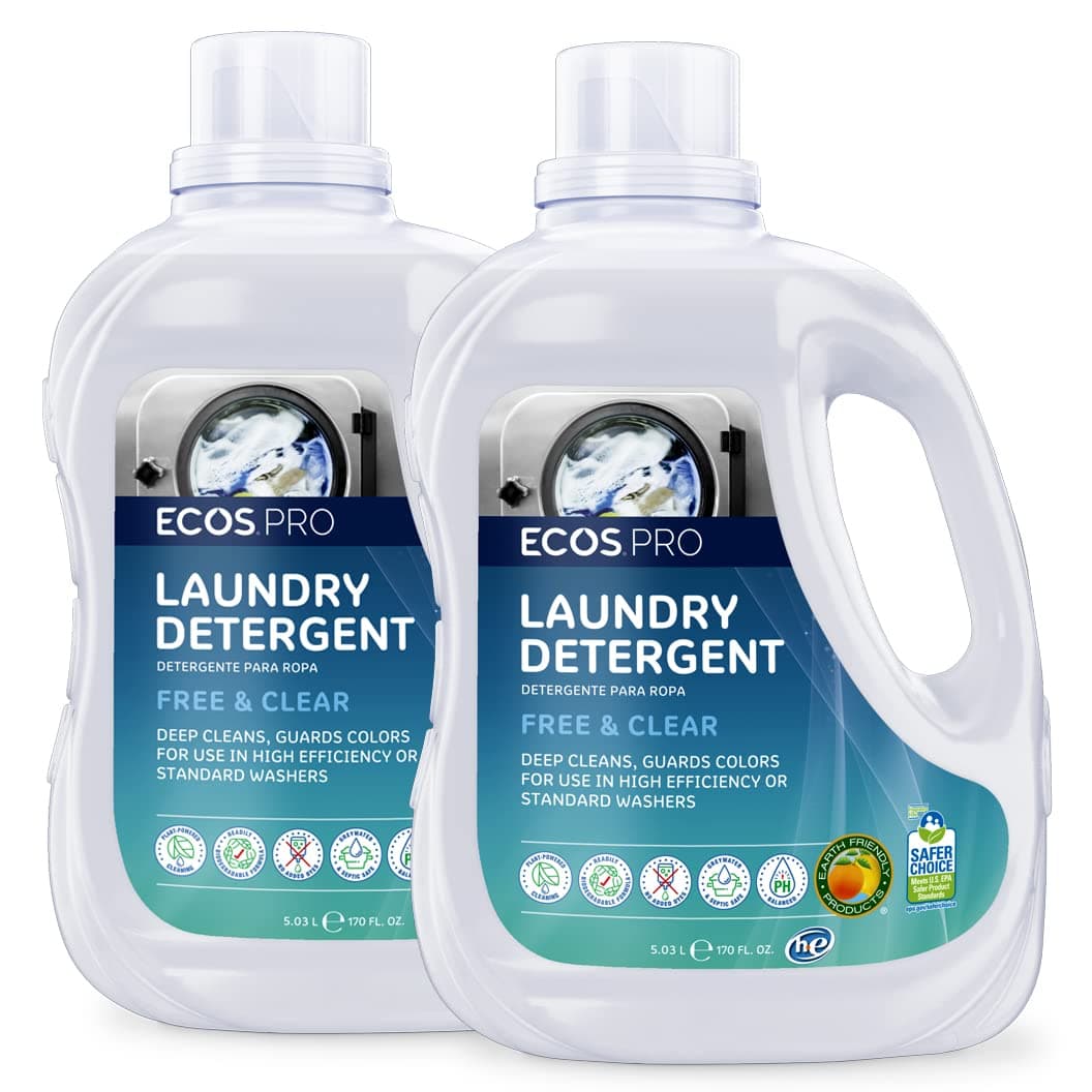 PRO Liquid Laundry Detergent 2 Ct, Free & Clear, Concentrated & Ideal for Commercial & Industrial Use, Unscented, PL9371/02, 170 fl oz (Pack of 2)