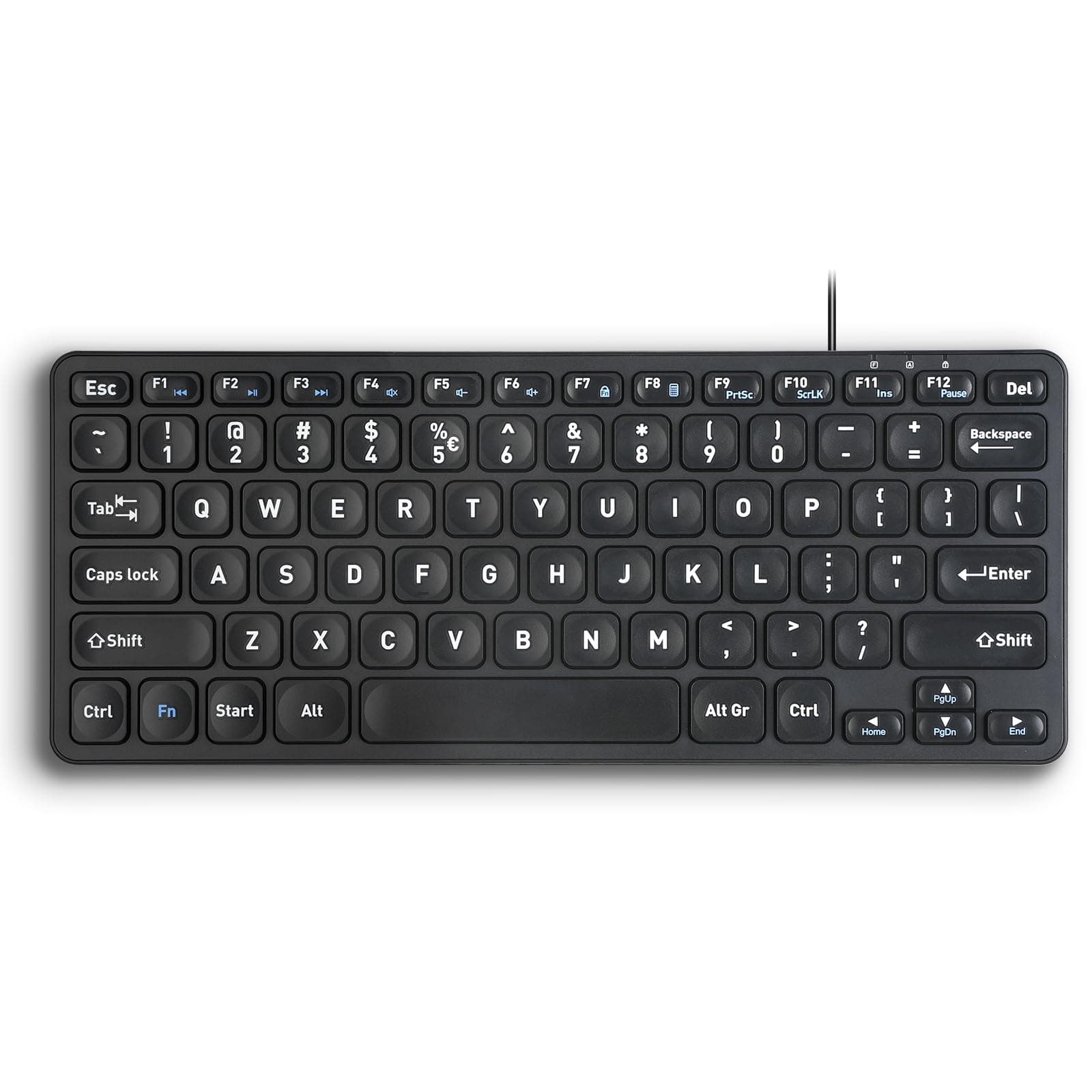 PERIBOARD-416 Wired Mini USB Keyboard with 4 Hubs - X Type Scissor Keys - Detachable USB-C and A Cable - US English