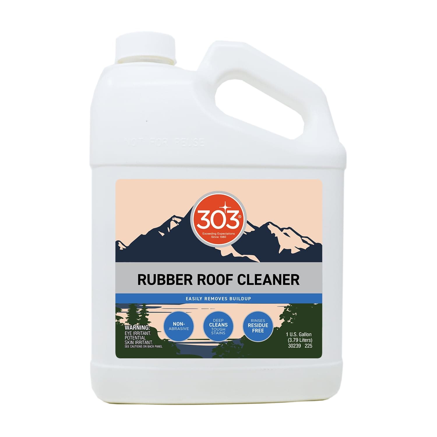303 Products Rubber Roof Cleaner - Removes Build Up On The Rubber Roofs of RVs, Campers, Pop-Ups, and Motorhomes, Will Not Harm Solar Panels, 1 Gallon (30239)