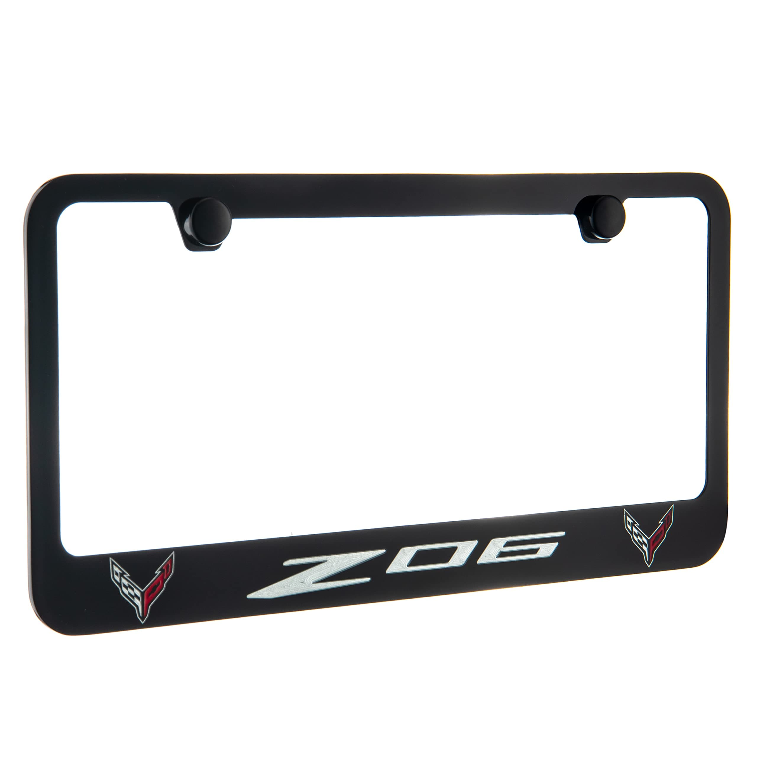 Corvette C8 Z06 2 Logo Black License Plate Frame