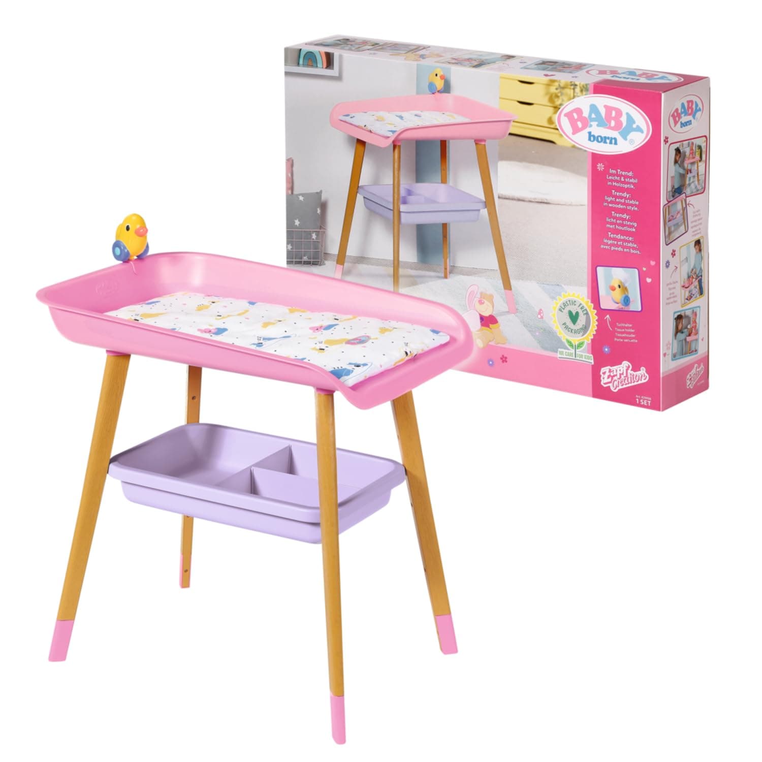 BABY born Changing Table - For Toddlers 3 Years & Up - Easy for Small Hands - Table With Removable Towel Holder