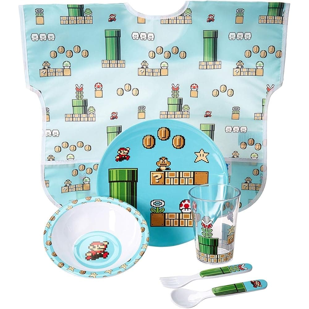 Nintendo 8-Bit Mario Five-Piece Melamine Set w/ Bib