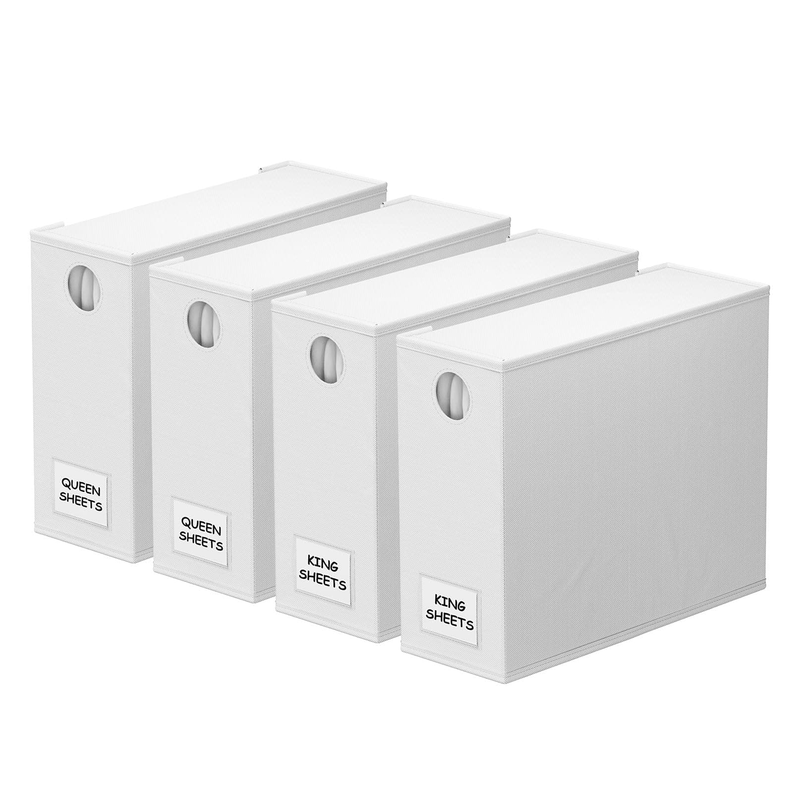 SpaceAid 4 Pack Bed Sheet Organizers and Storage, Foldable Sheet Organizer for Linen Closet, Sheets Set Folder Keeper with Window XL (Queen & King Size) Organizing Bedding Container, White
