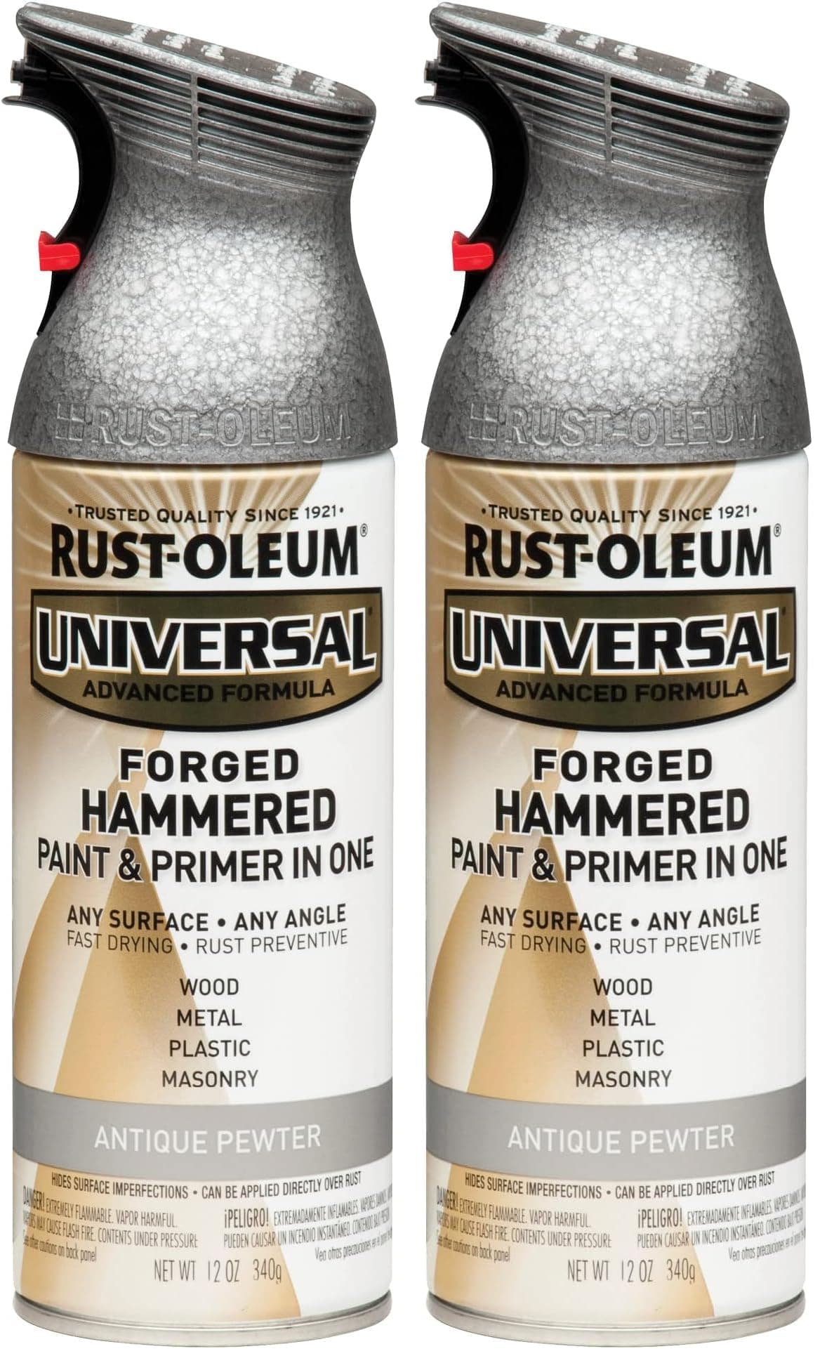 Rust-Oleum 271481 Universal All Surface Forged Hammered Spray Paint, 12 oz, Antique Pewter (Pack of 2)