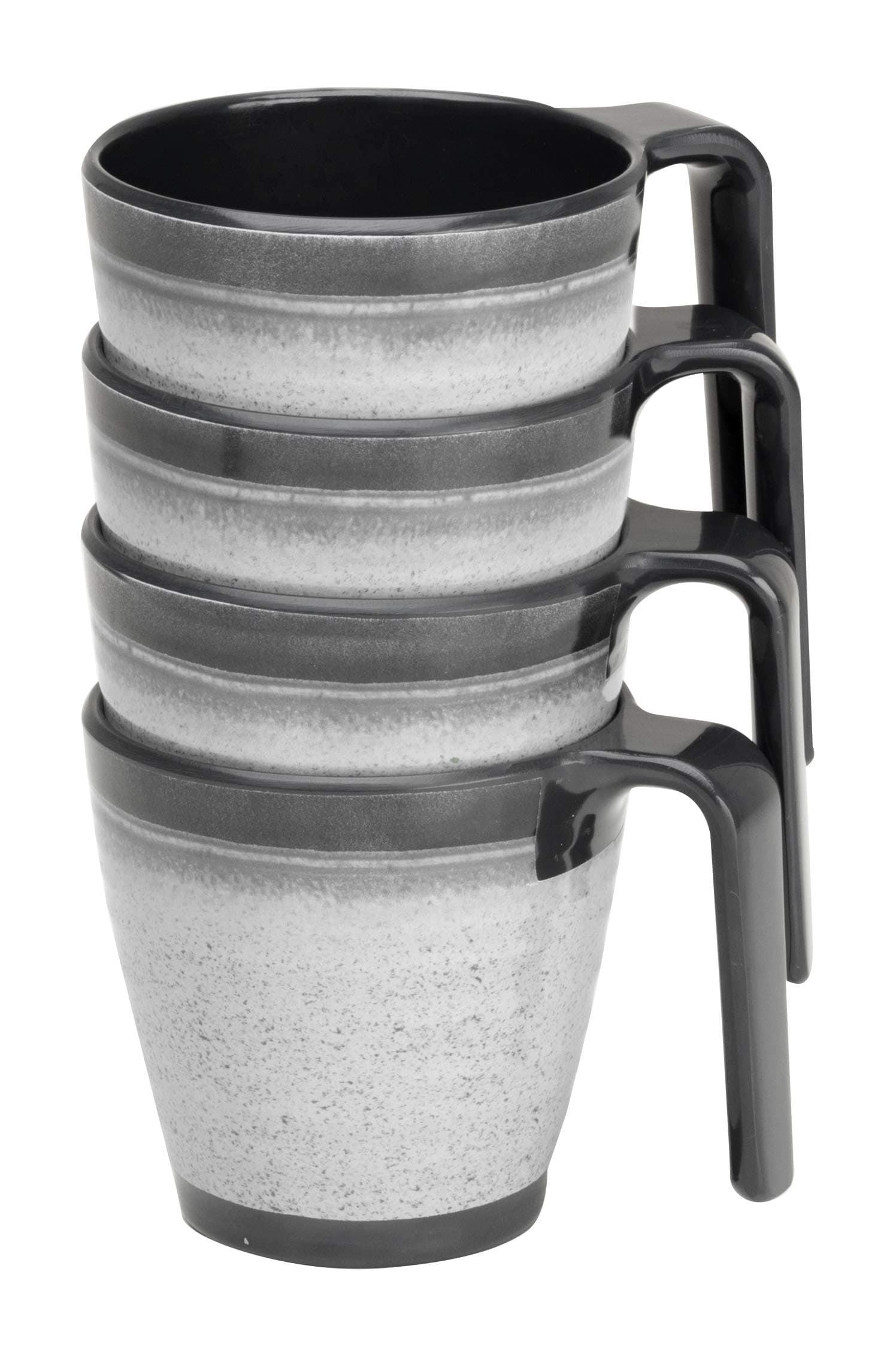 Flamefield Granite Stacked Mug Set Grey - 4 Pack