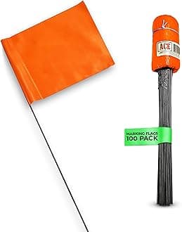 Orange Marking Flags - 4x5-Inch Marker With 15-Inch Wire - 100 Pack - Perfect for Lawn, Landscape, Survey, Sprinkler, and Irrigation