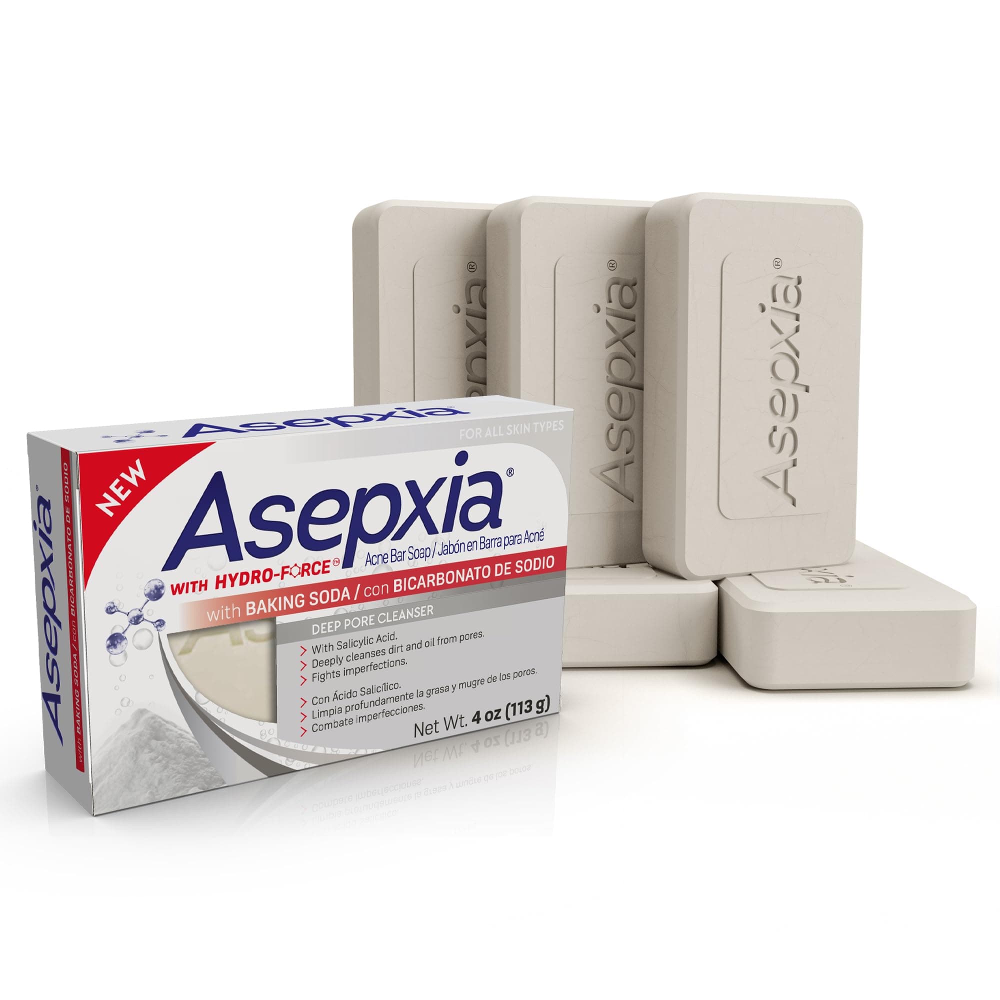 Asepxia Cleansing Bar Baking Soda, Multipack, 4 Oz, 5 Count