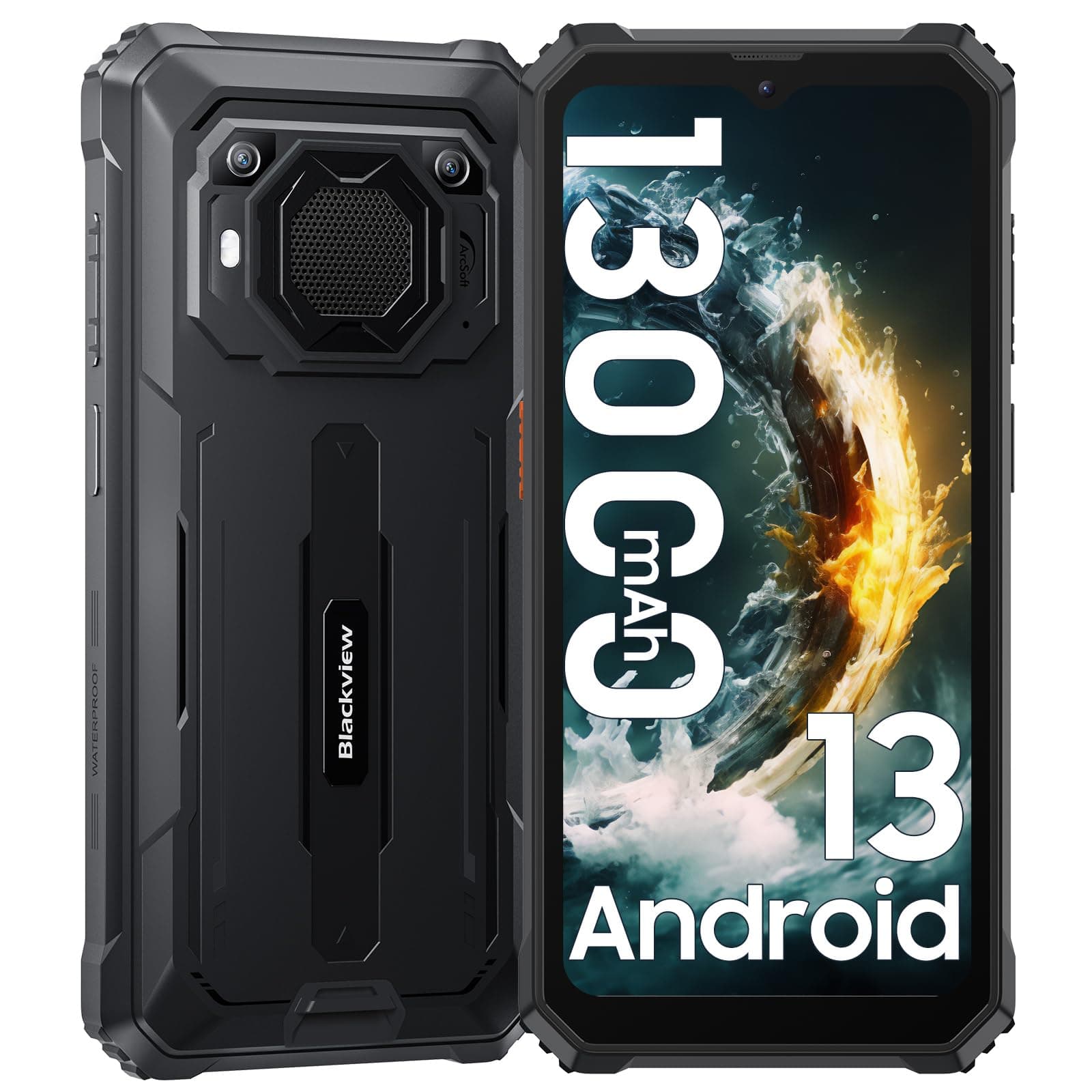 Rugged Mobile Phone, Blackview BV5900 Android 9.0 Pie Waterproof Shockproof Smartphone, 4G Dual SIM Rugged Phone, 5580mAh Battery, 13MP + 5MP Dual Cameras, 3GB+32GB, NFC, Face ID,OTG - Black