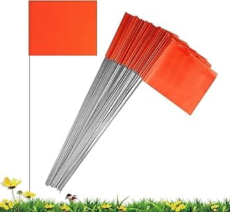 IKAYAS 100 Pack Marking Flags Marker Flags for Lawn 4*5*15 Inch Yellow PVC Small Yard Flags Yard Marking Flags Lawn Flags, Garden Flags, Survey Flags, Yard Markers, Irrigation Flags, landscape flags