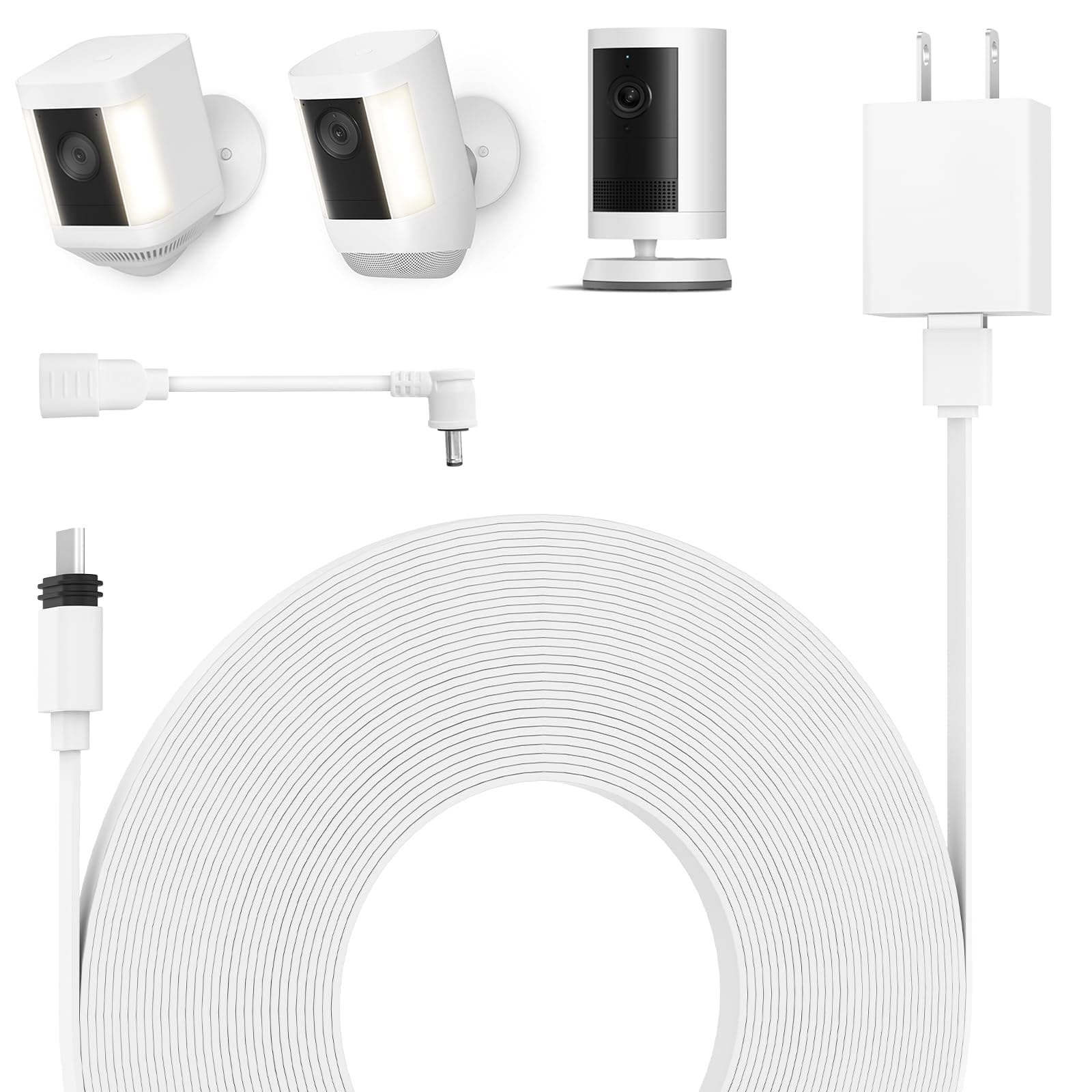 Power Adapter for Spotlight Cam Plus/Pro (Battery) and Spotlight Cam (Battery), with 25Ft/7.5m Weatherproof Outdoor Cable to Continuously Charge Your Home Security Camera