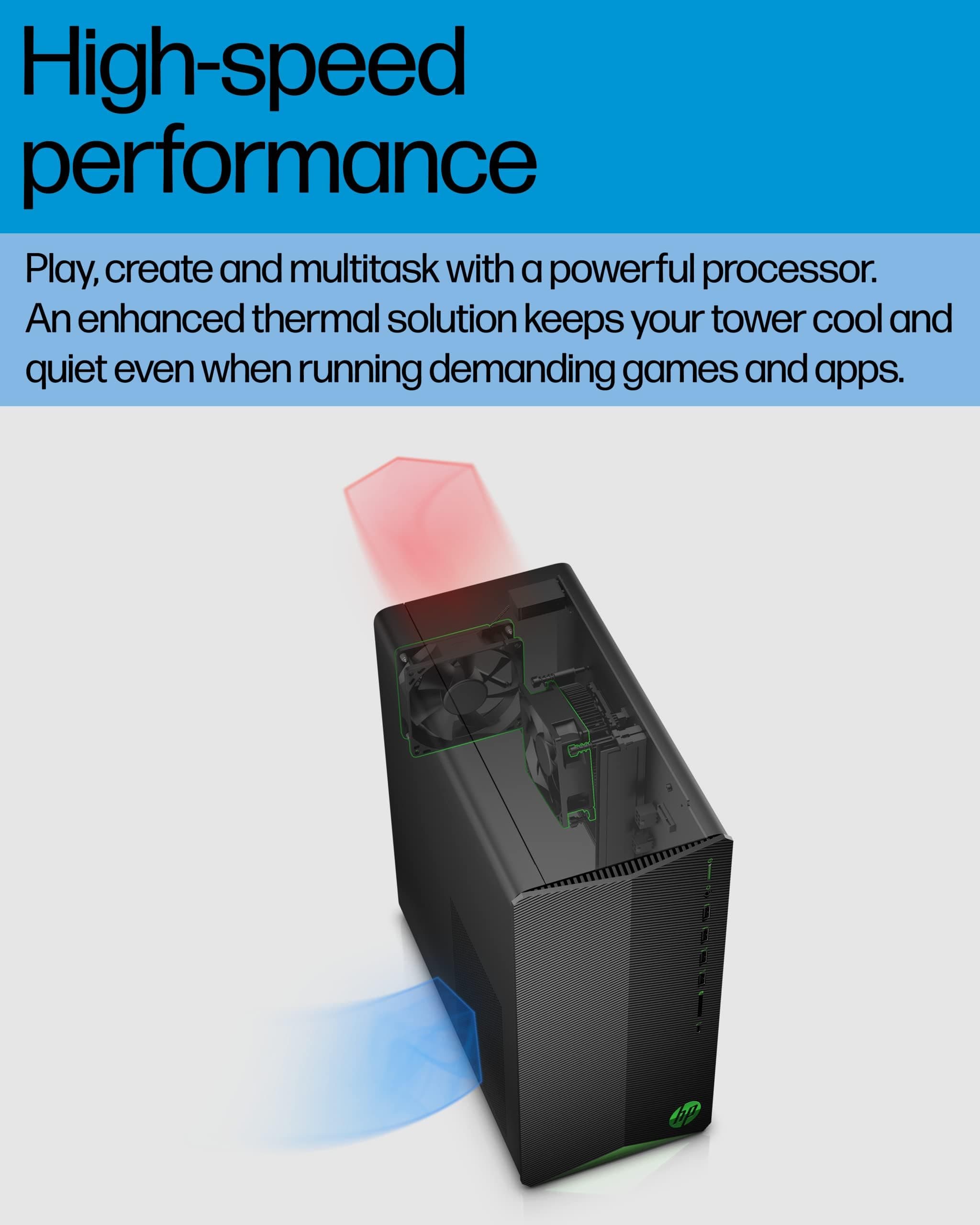 HP Pavilion Tower PC Desktop Computer, 32GB DDR4 RAM, 1TB PCIe SSD, Intel 6-Core i5-10400F (Beat i7-8700), GeForce GT 610 2GB, WiFi Adapter, RJ45, Type-C, HDMI, KB and Mouse, Windows 11 Pro, WE/PGPY