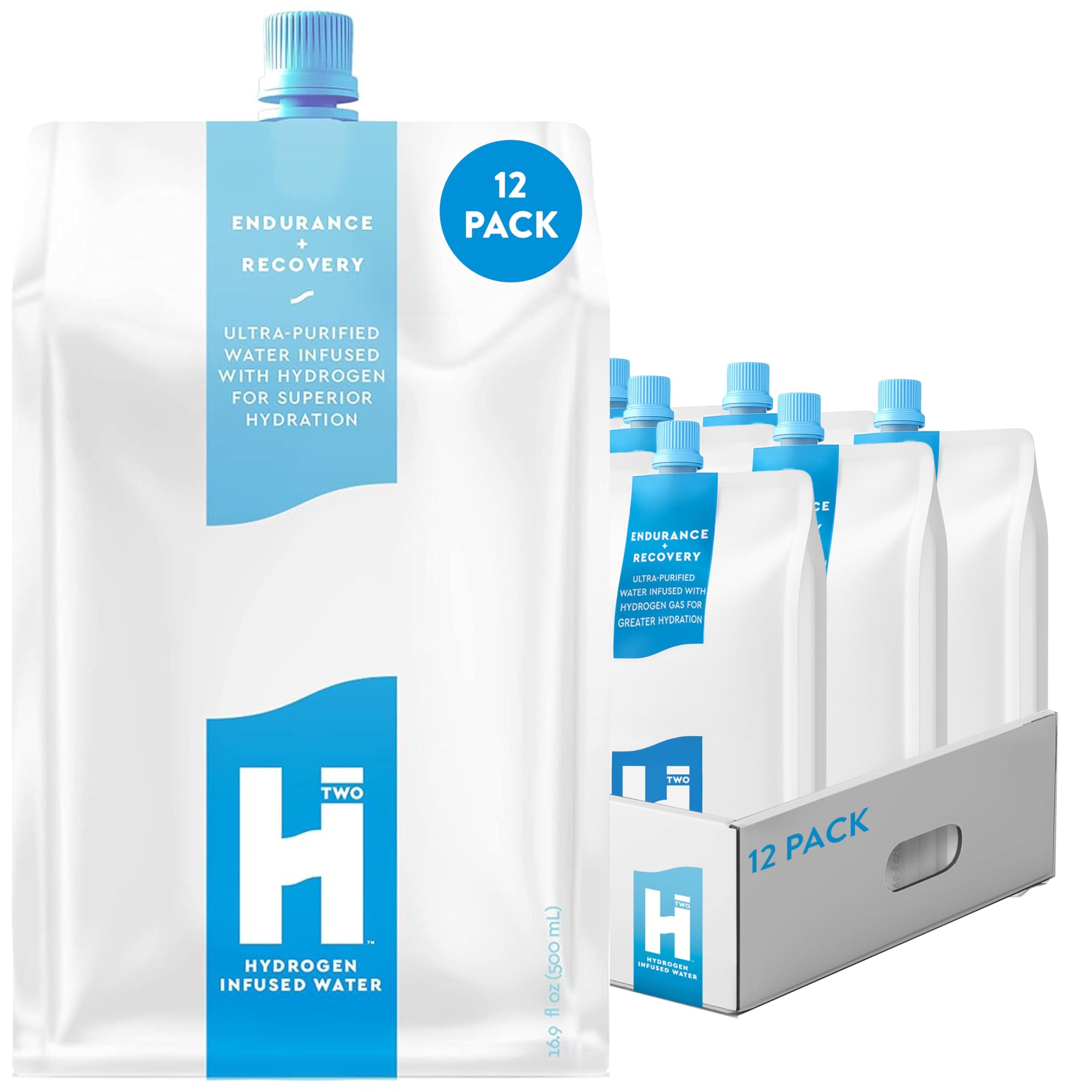 HTWO Molecular Hydrogen Water, Original Unflavored, Pure Source & Ultra-Purified Hydration Packets, 16.9oz 12 Pack, Energy Sports Drink, Performance & Recovery Support, Alternative to Hydrogenated Tablet - no Prep/Mess, 15 ppm