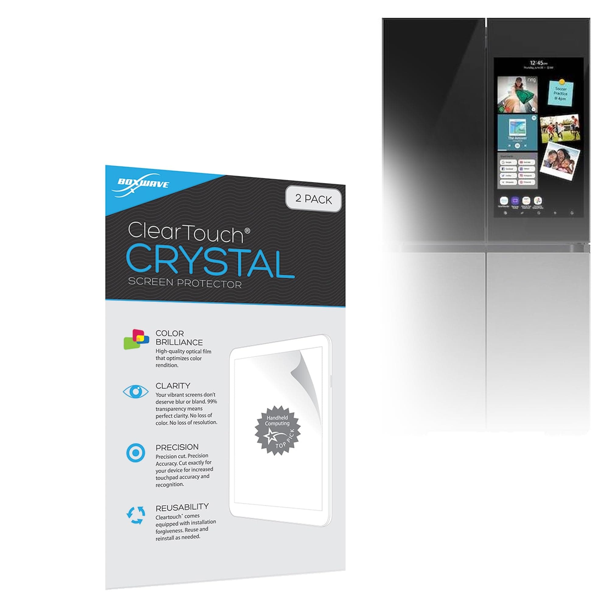BoxWave Screen Protector Compatible with Samsung Bespoke Family Hub+ Smart Refrigerator - ClearTouch Crystal (2-Pack), HD Film Skin - Shields from Scratches