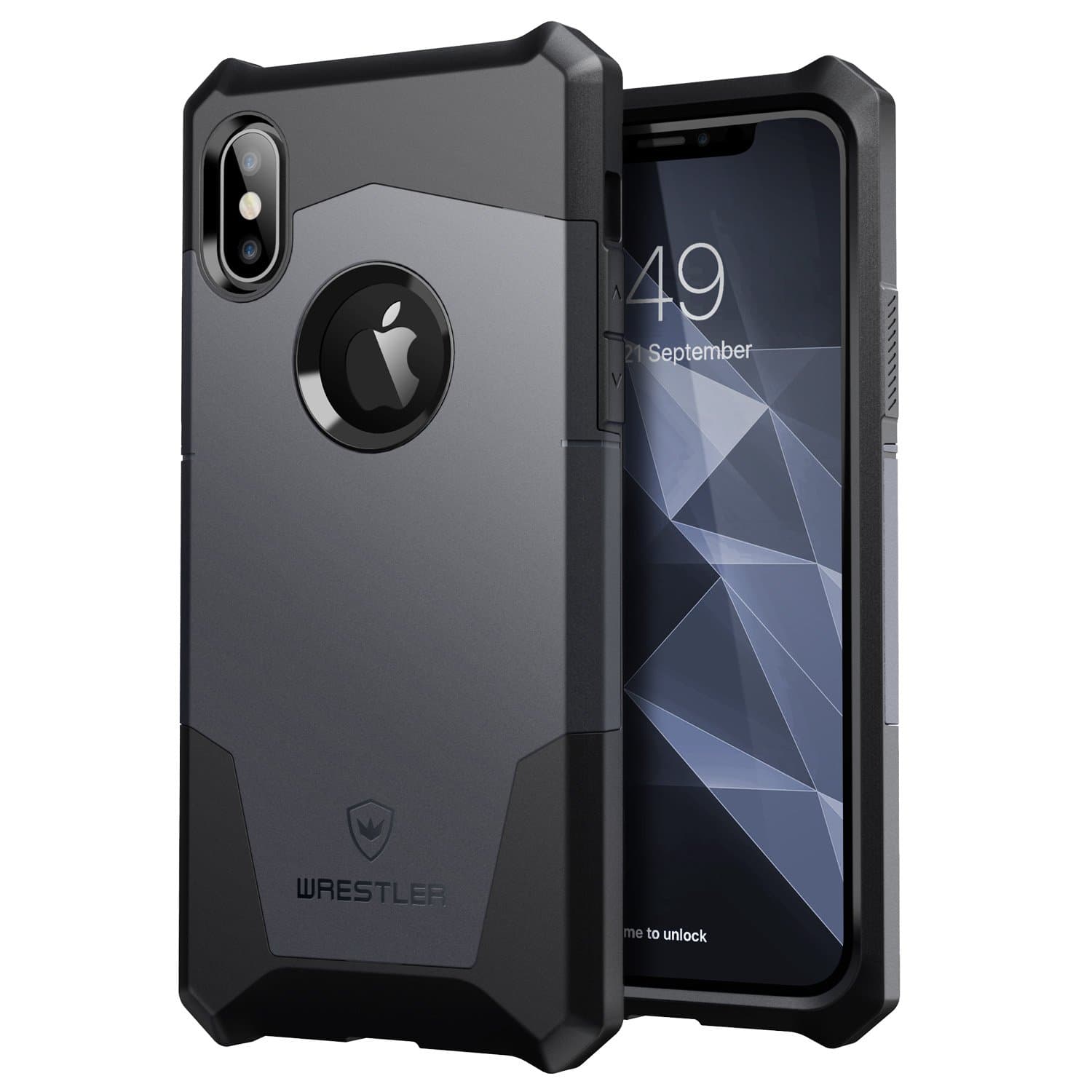 Protective iPhone X Case, Wrestler Military Grade Drop Protection iPhone 10 Case Two Piece Thin Hybrid Phone Cover with Reinforced Corners for iPhone X (Jet Black/Space Gray)