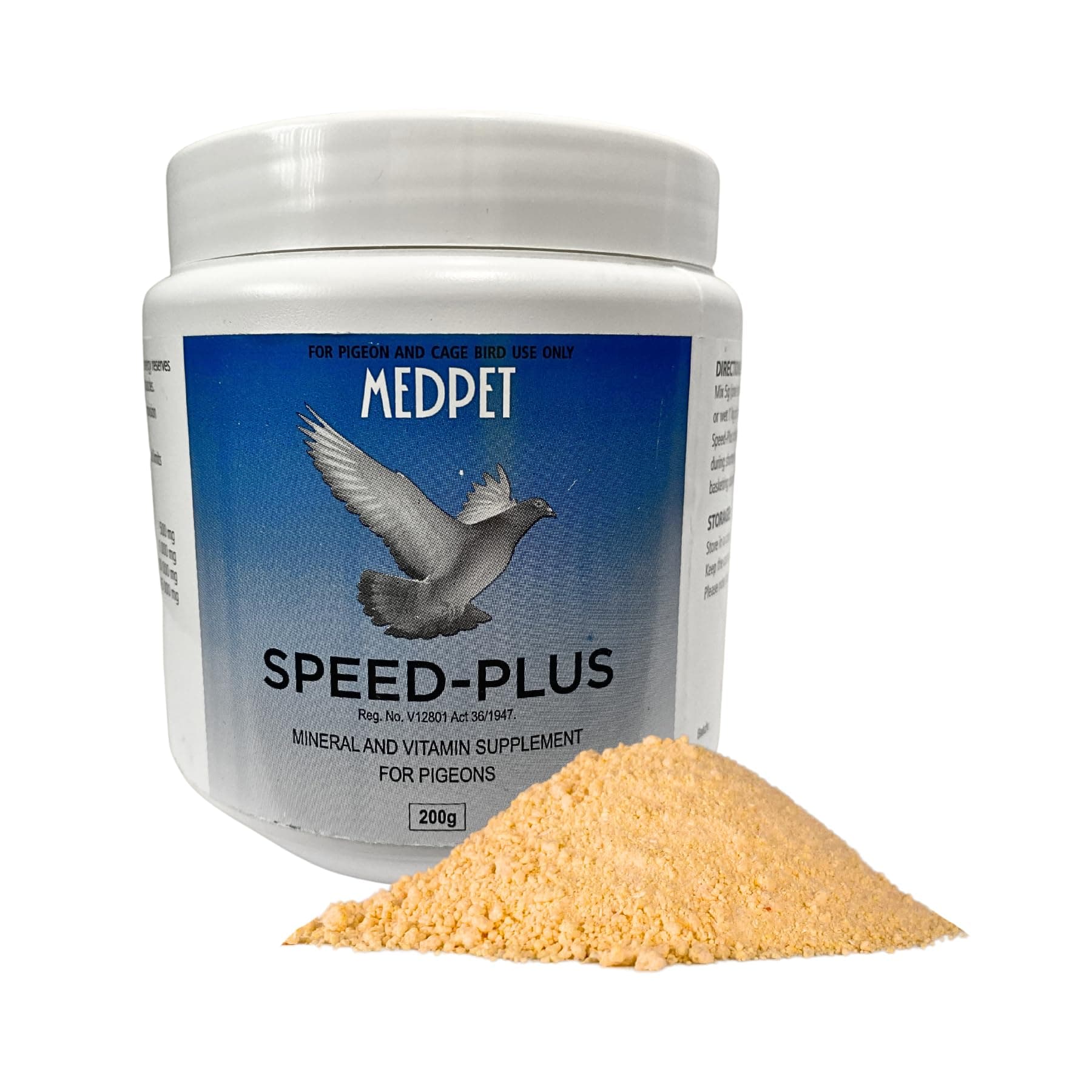 Speed-Plus 200g Powder by Medpet - Mega Vitamin B Complex, L-Carnitine, and Pangamic Acid Formula for Peak Racing Performance in Healthy Pigeons