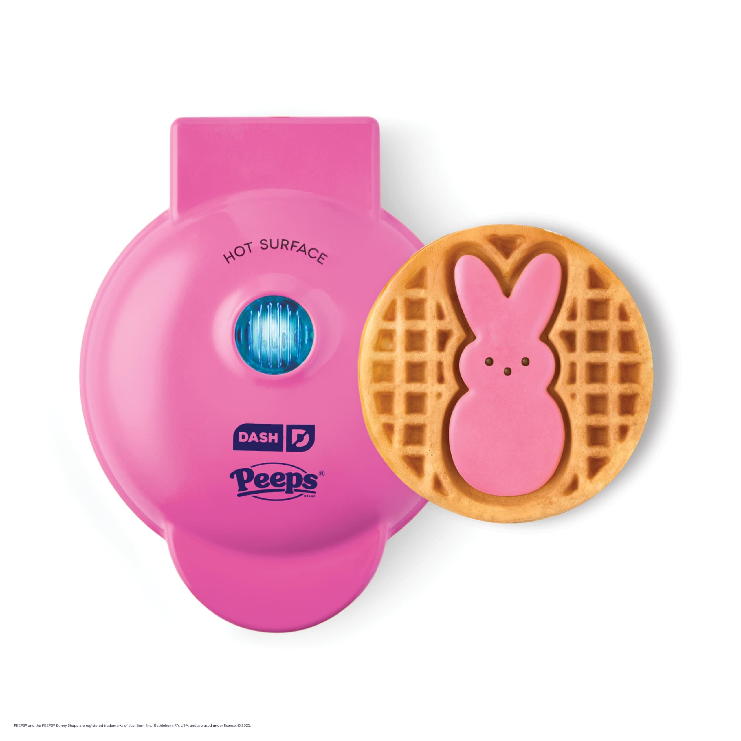 Dash & PEEPS® Mini Waffle Maker- Mini Machine for Creative Homemade Treats - Nonstick Iron with Unique Print Design - Stylish Waffle Machine - Pink Bunny