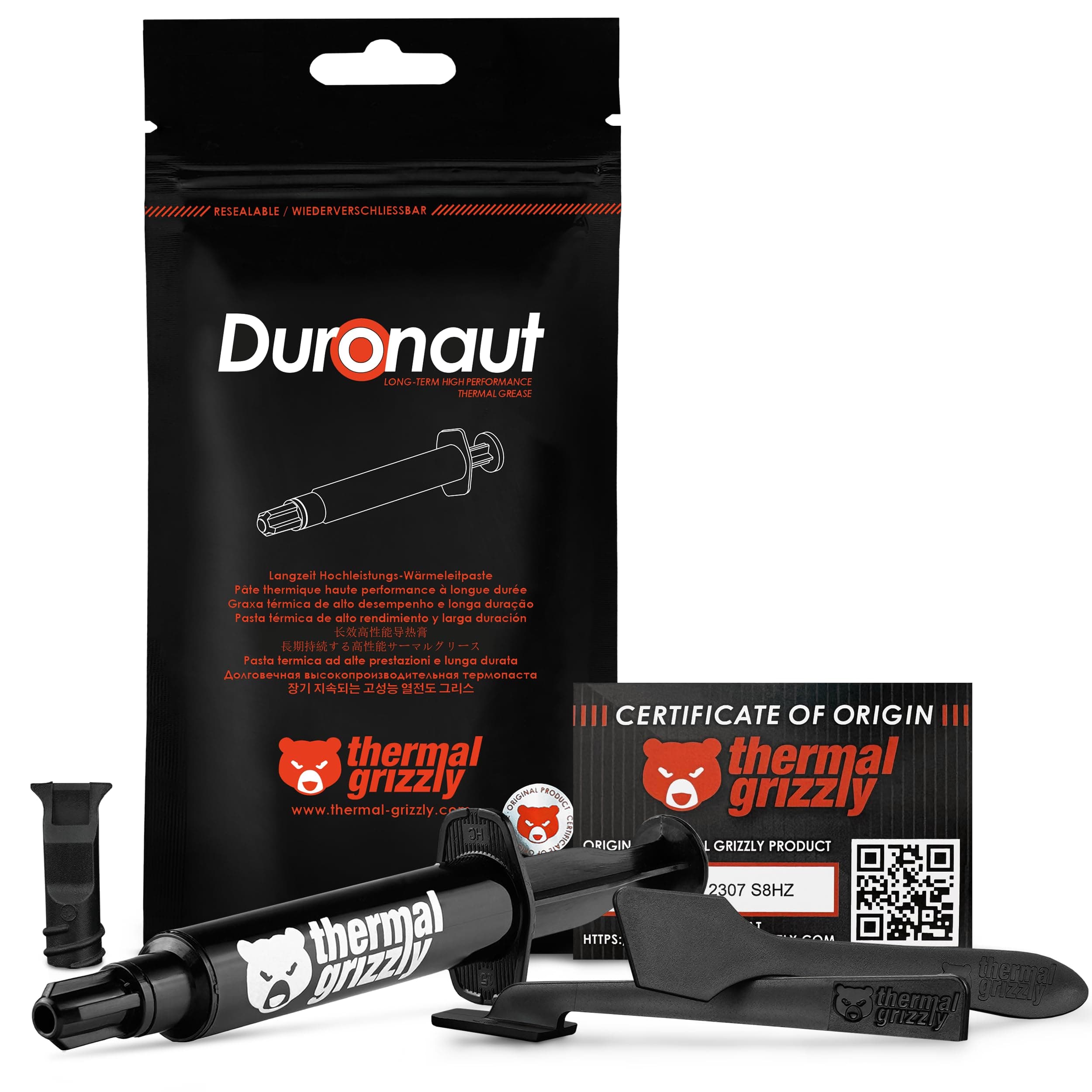 Thermal Grizzly - Duronaut - 6 Gram - Enhanced Durability & High Performance Thermal Paste - for Maximum Thermal Conductivity While Overclocking CPU/GPU/PS4/PS5/Xbox