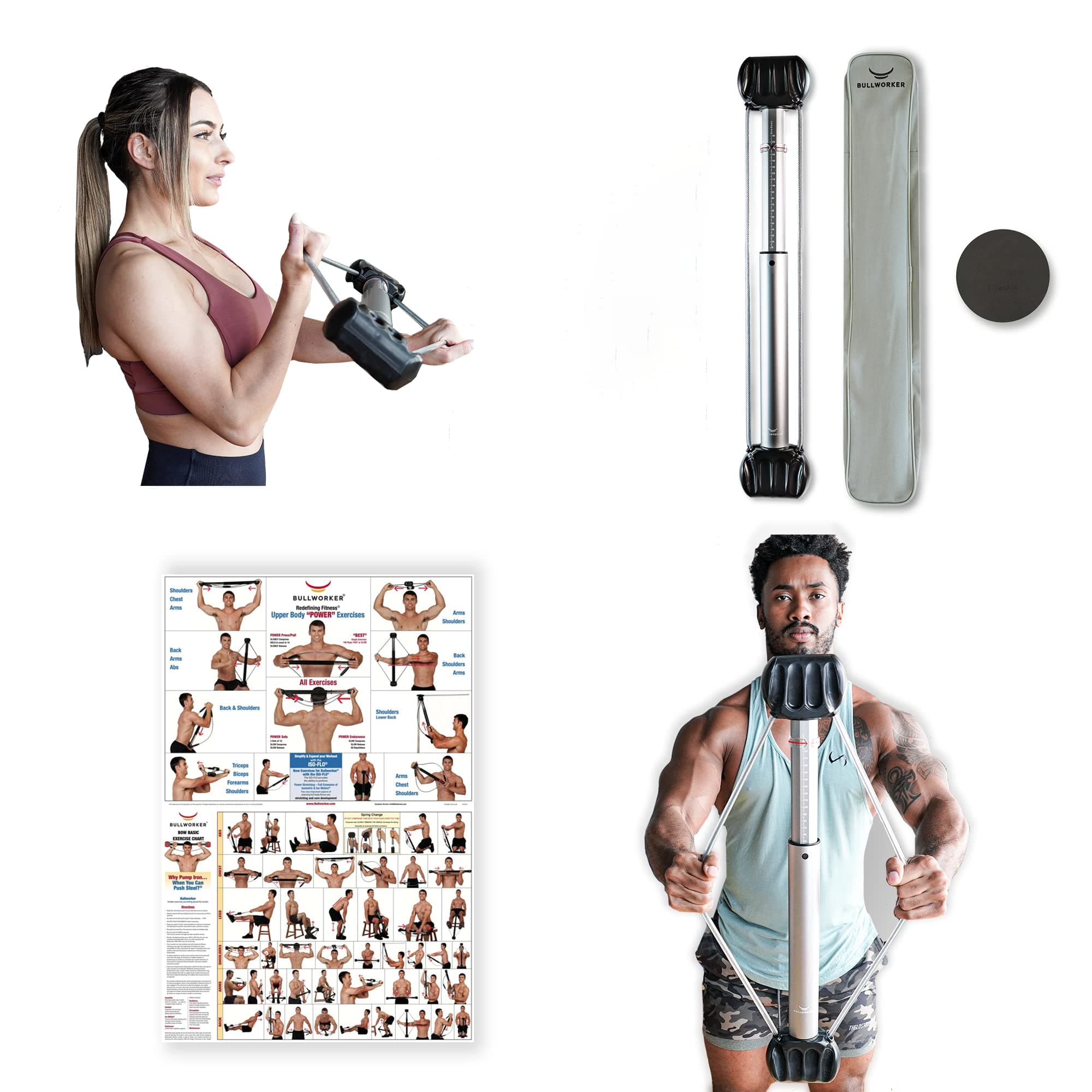 Bullworker Bow Basic 28" | Isometric Strength Training Equipment for Total Body Fitness, Portable Home Gym with Variable Resistance