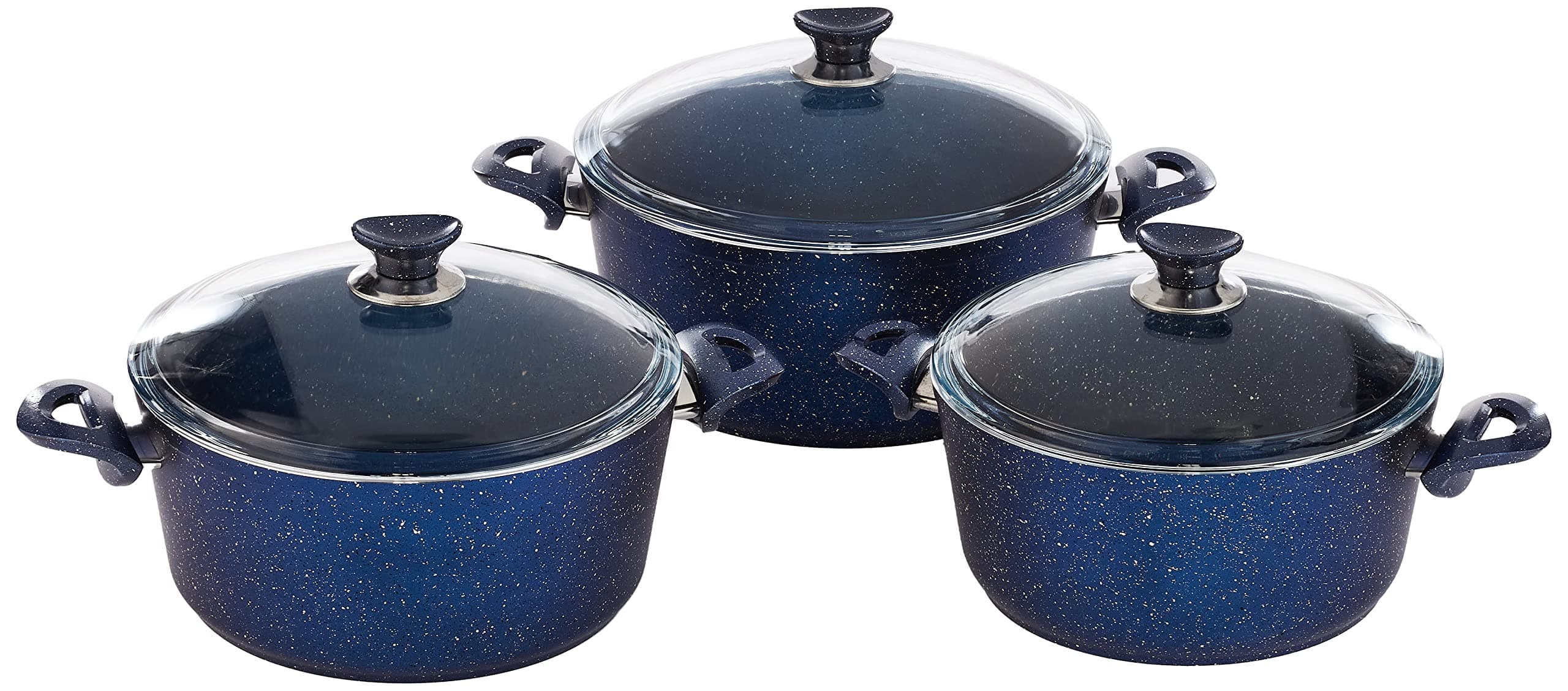 Opalina Granite Coated Cookware Set, Blue/Clear, Op-Grn-004, 6Pcs