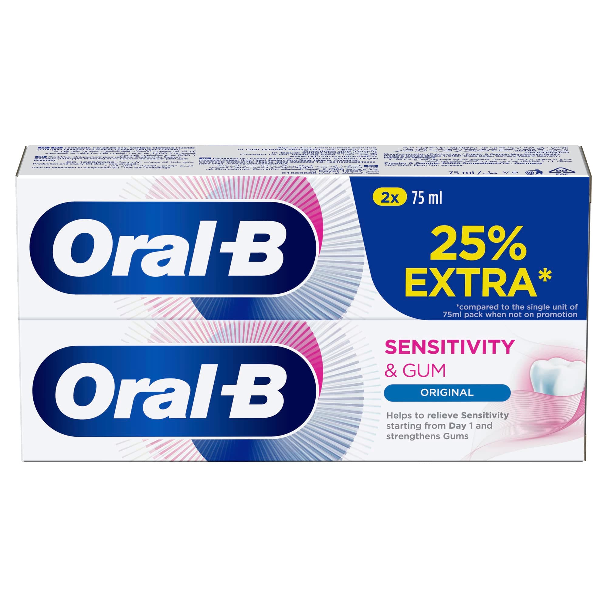 Oral-BSensitivity & Gum Original Toothpaste, ACTIVCALM Technology,2 X 75 ml