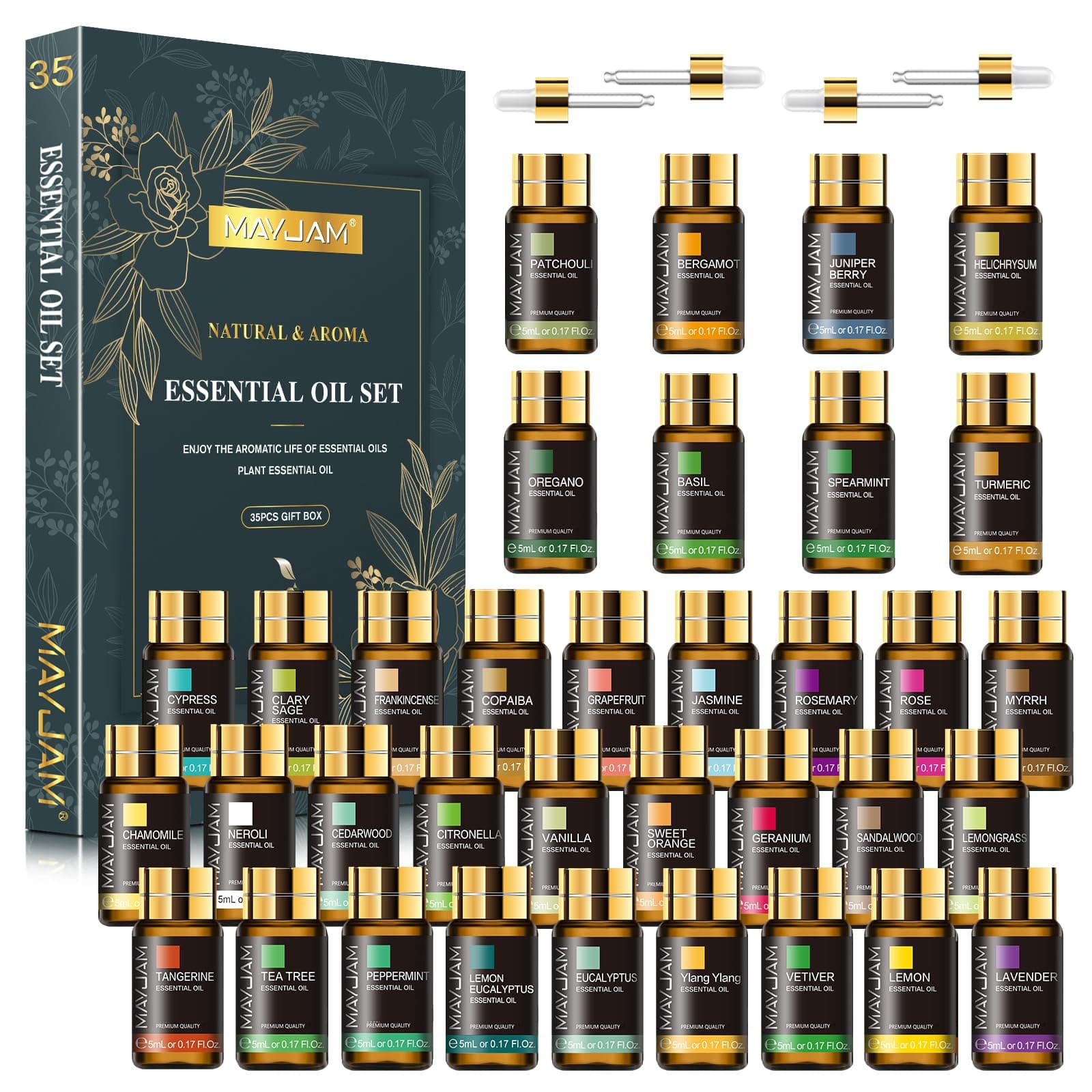 35x5ML Essential Oil Gift Set, Pure Essential Oils for Diffusers Massage, Fragrance Oil Scented Oil for DIY Soap Candle Making