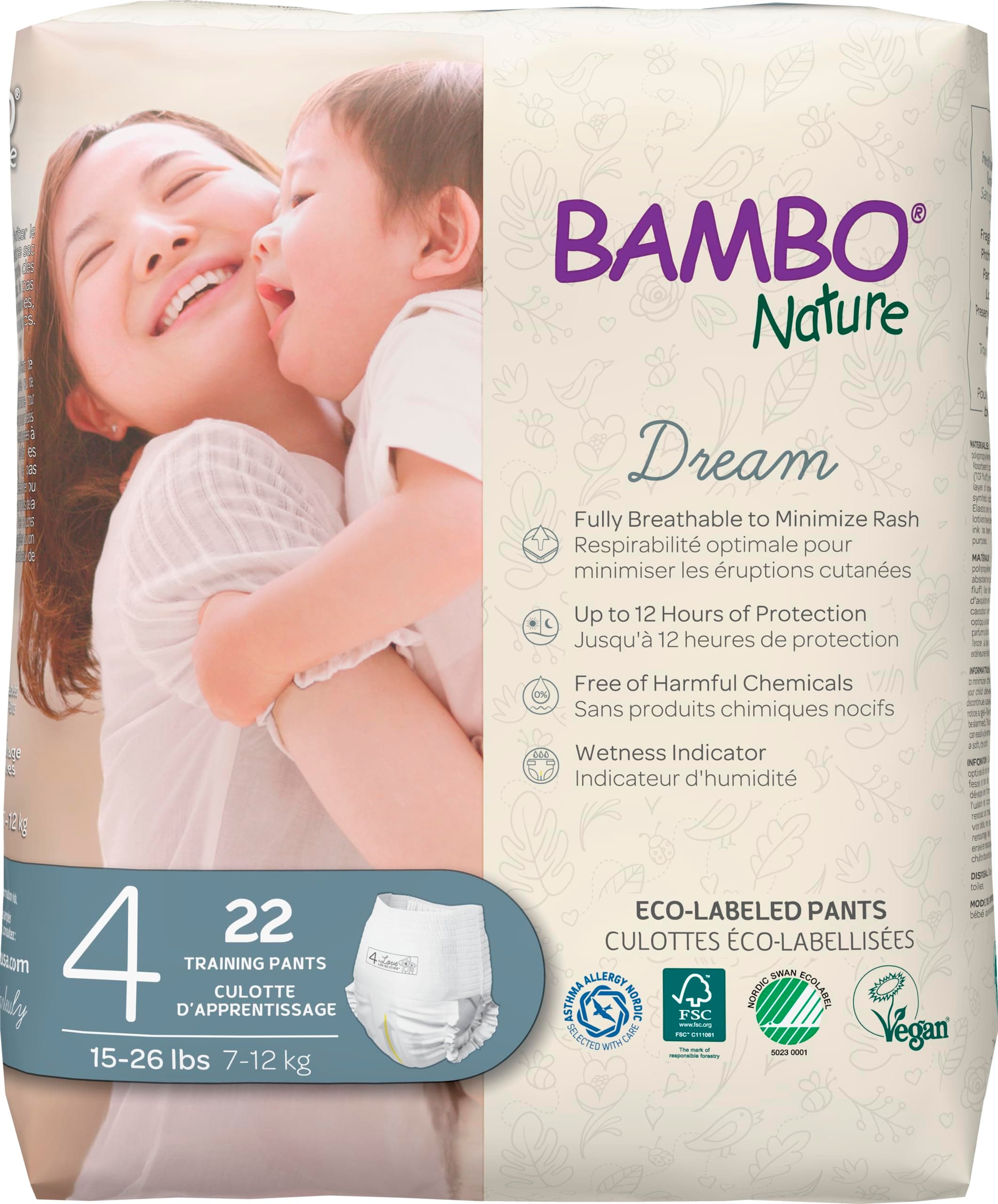 Bambo Nature Bambo Nature Premium Eco-friendly Training Pants, Size 4 (15-31 Lbs), 22 Count